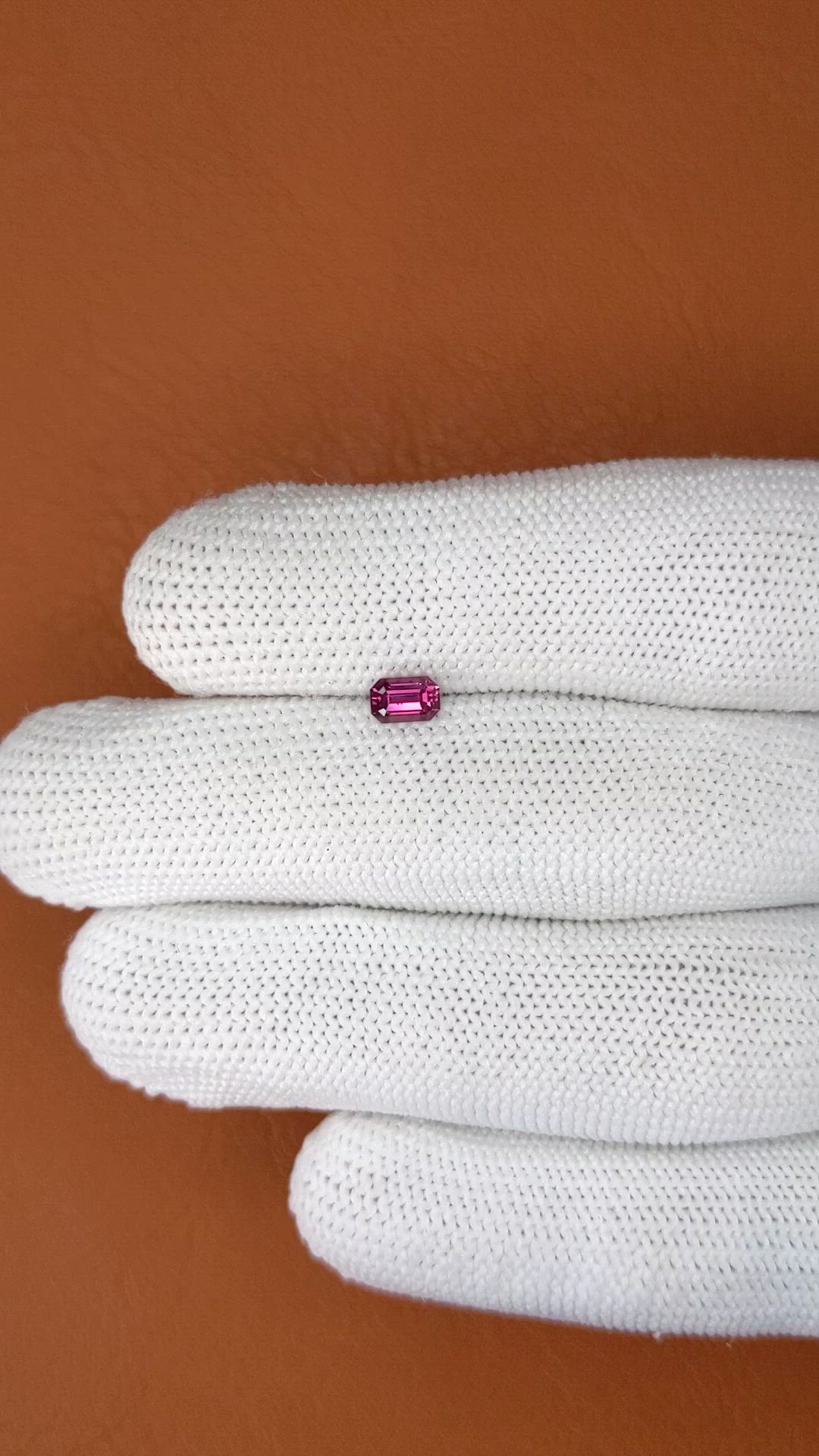 0.51 Ct. Pinkish Purple Rhodolite Garnet from Ceylon (Sri Lanka) Size Video
