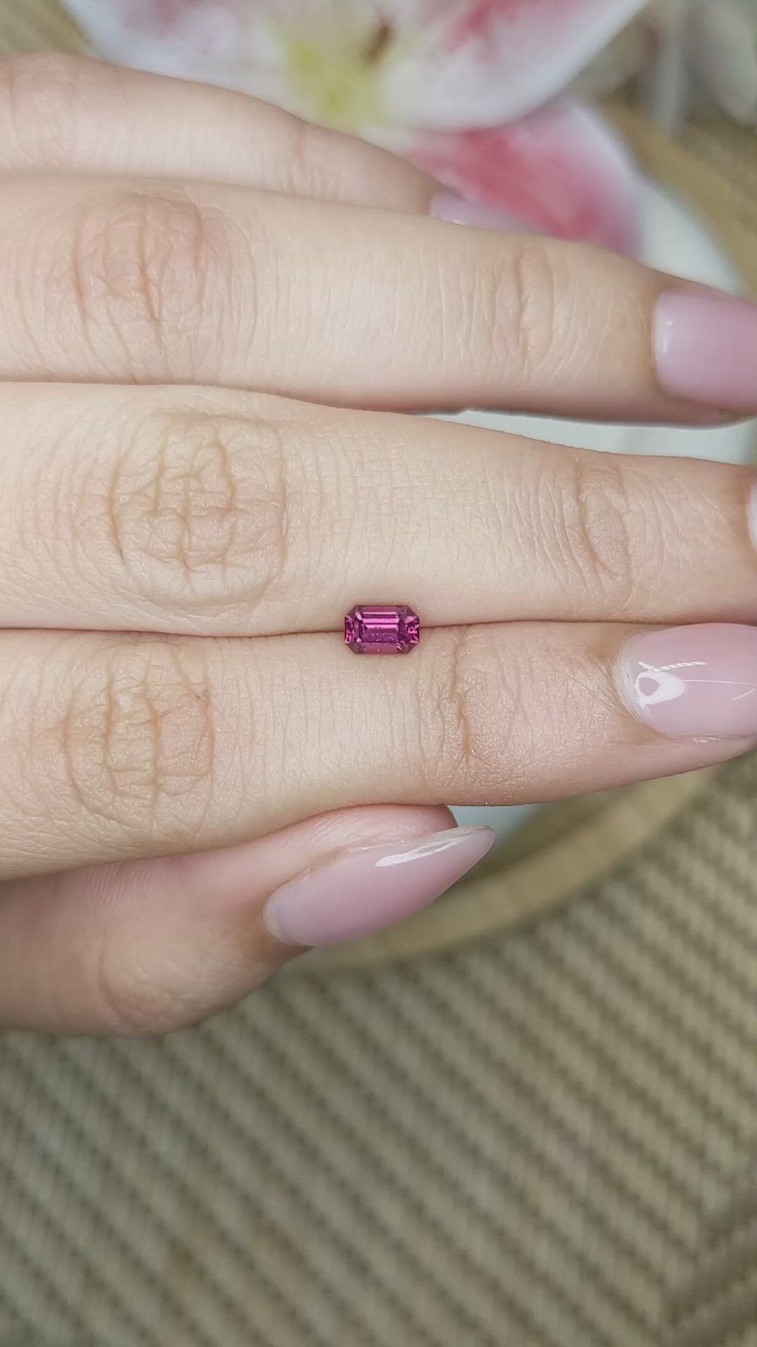 0.51 Ct. Pinkish Purple Rhodolite Garnet from Ceylon (Sri Lanka) Size Video