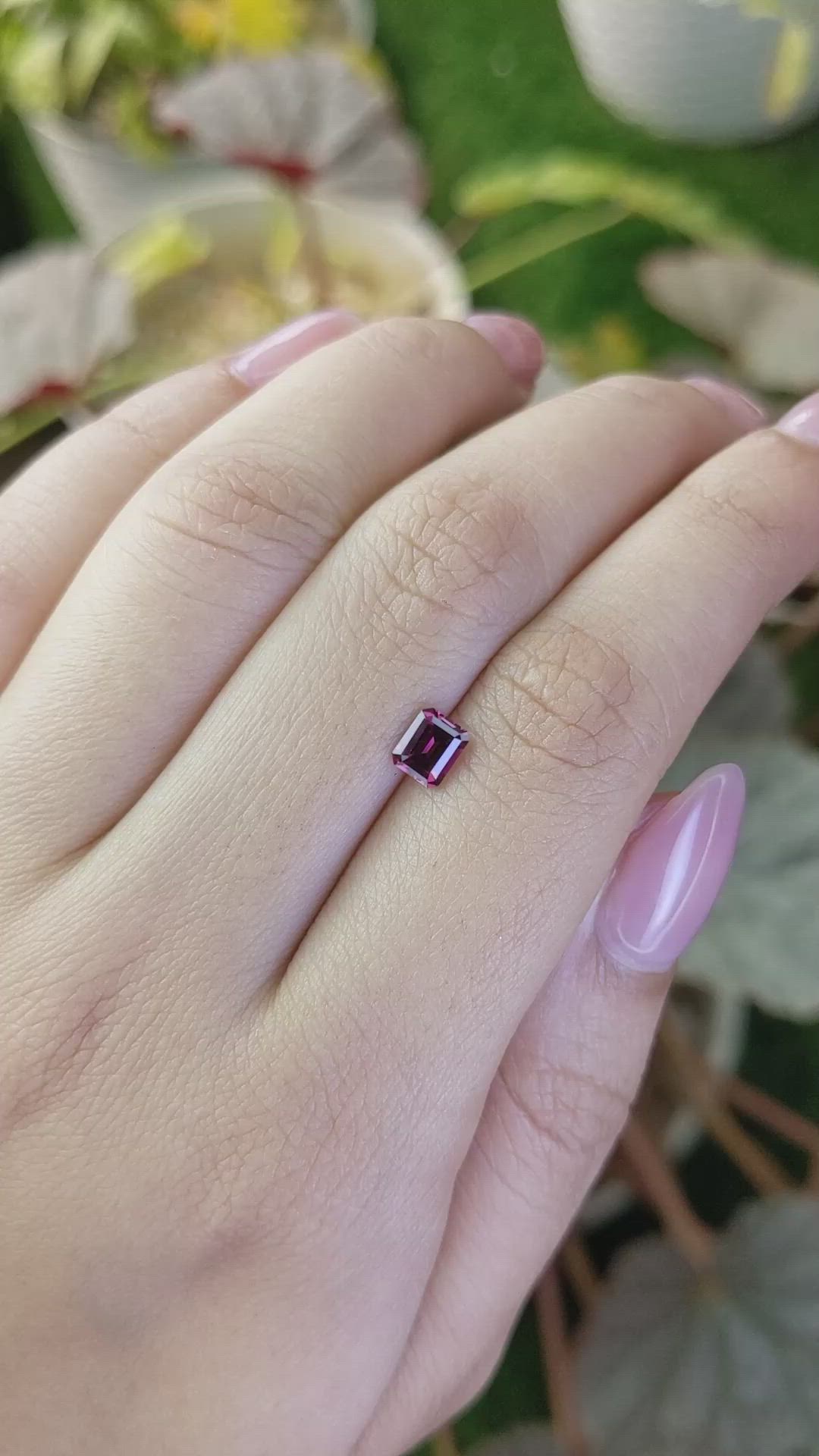 0.76 Ct. Purplish Pink Rhodolite Garnet from Ceylon (Sri Lanka) Size Video