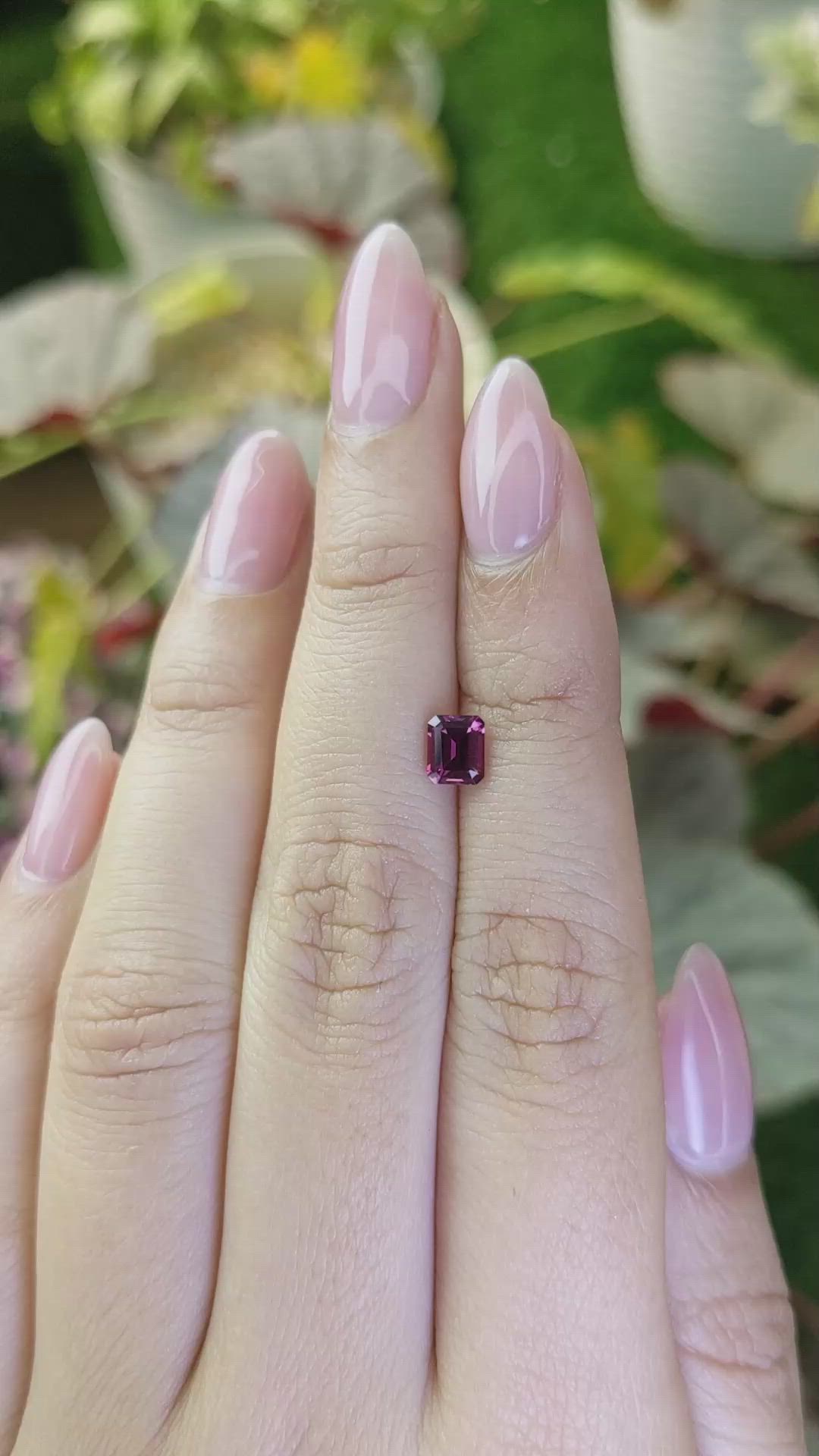 0.76 Ct. Purplish Pink Rhodolite Garnet from Ceylon (Sri Lanka) Size Video