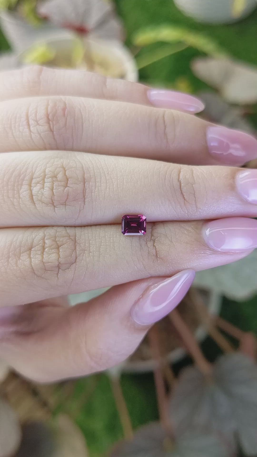 0.76 Ct. Purplish Pink Rhodolite Garnet from Ceylon (Sri Lanka) Size Video