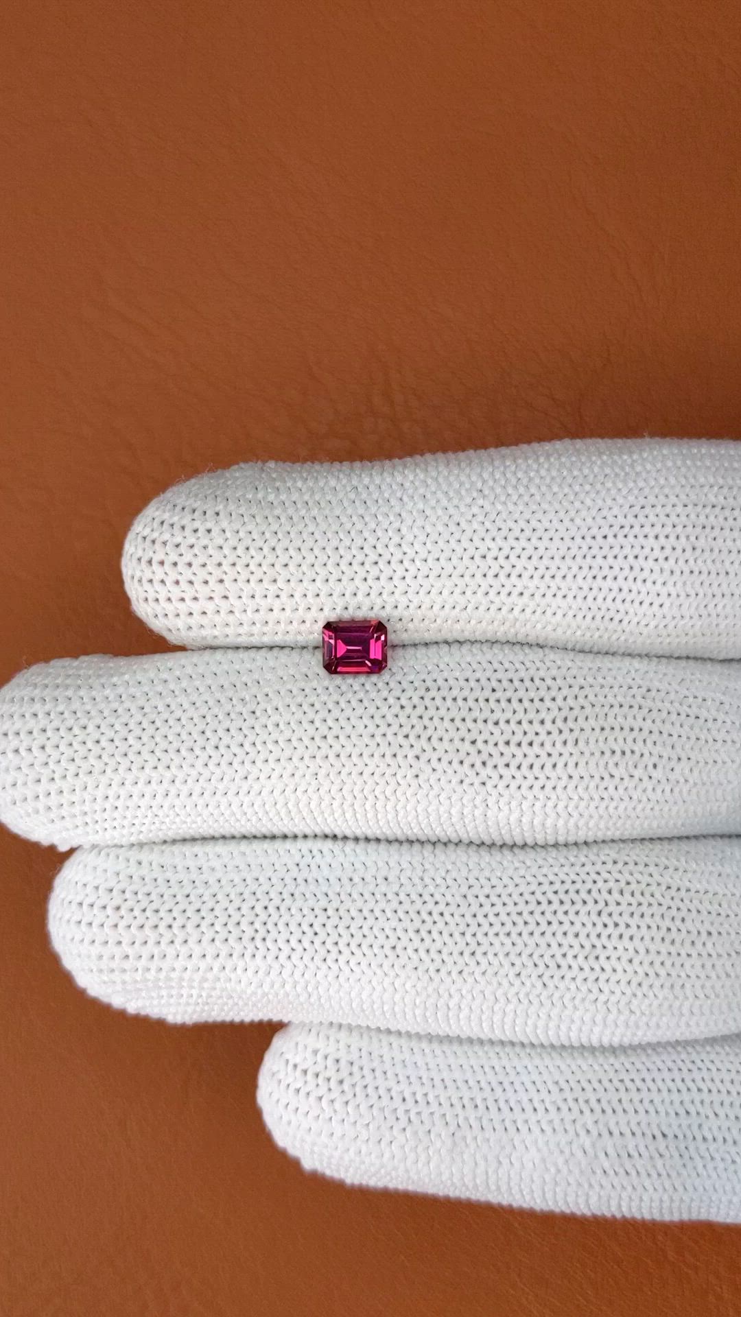 0.76 Ct. Purplish Pink Rhodolite Garnet from Ceylon (Sri Lanka) Size Video
