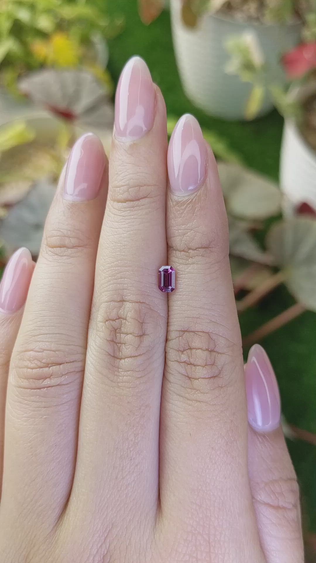 0.48 Ct. Pinkish Purple Rhodolite Garnet from Ceylon (Sri Lanka) Size Video