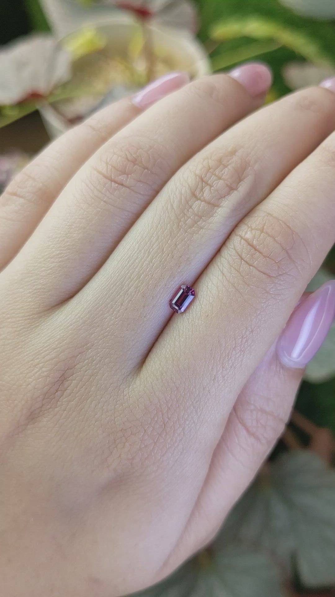 0.48 Ct. Pinkish Purple Rhodolite Garnet from Ceylon (Sri Lanka) Size Video
