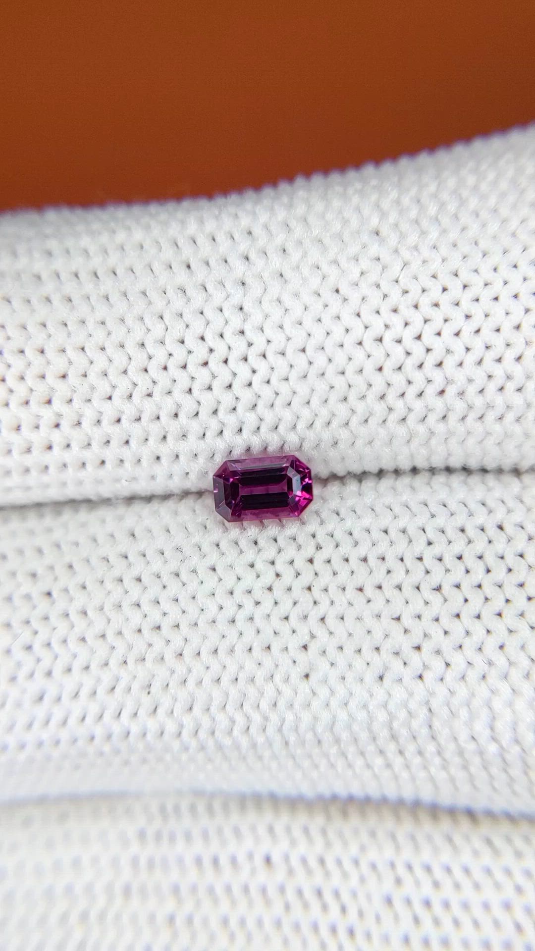 0.48 Ct. Pinkish Purple Rhodolite Garnet from Ceylon (Sri Lanka) Size Video