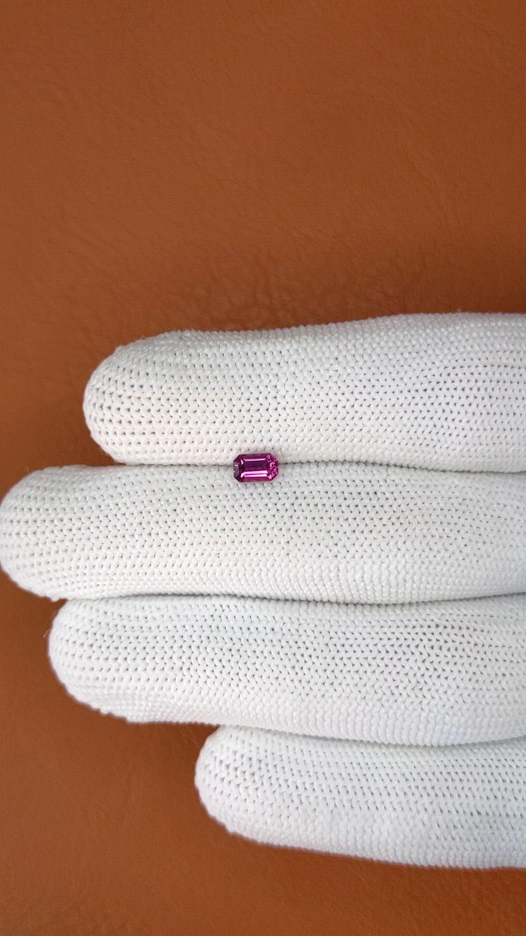 0.48 Ct. Pinkish Purple Rhodolite Garnet from Ceylon (Sri Lanka) Size Video