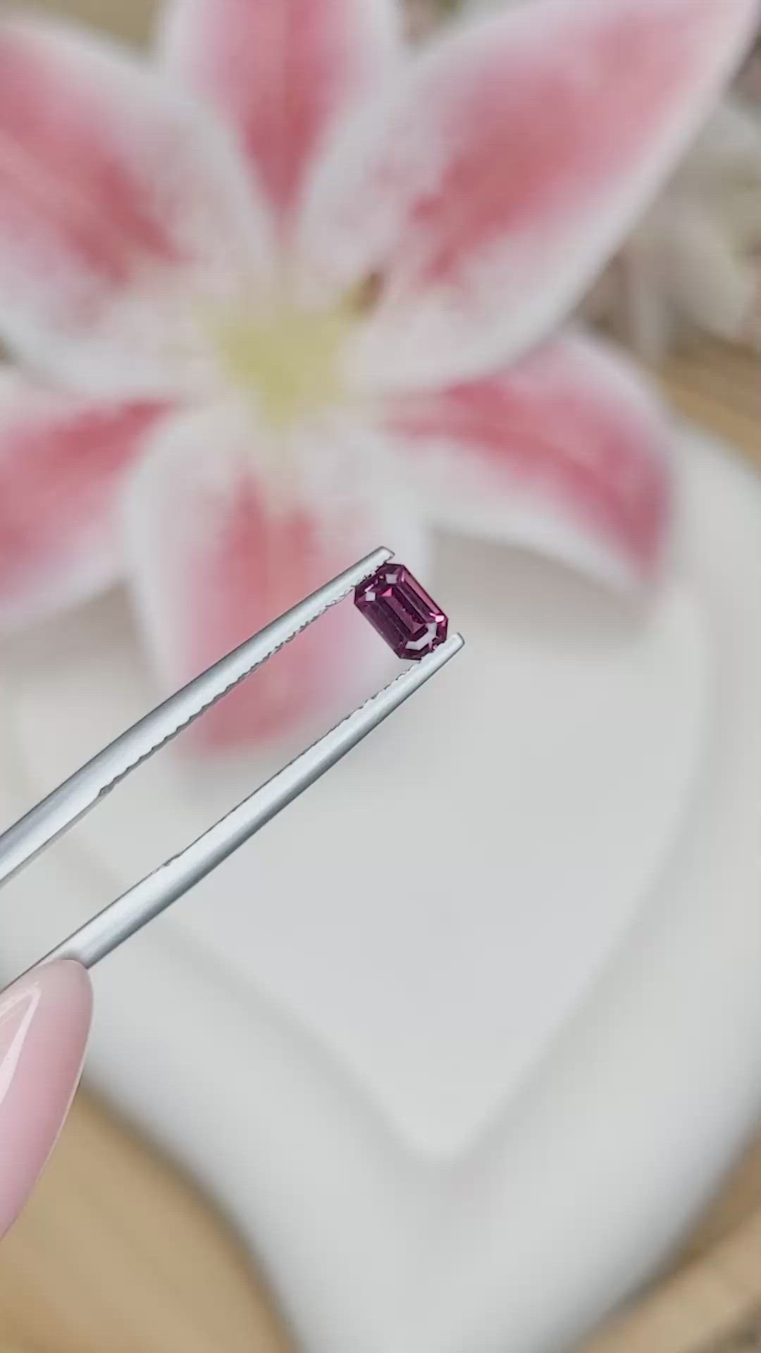 0.48 Ct. Pinkish Purple Rhodolite Garnet from Ceylon (Sri Lanka) Size Video