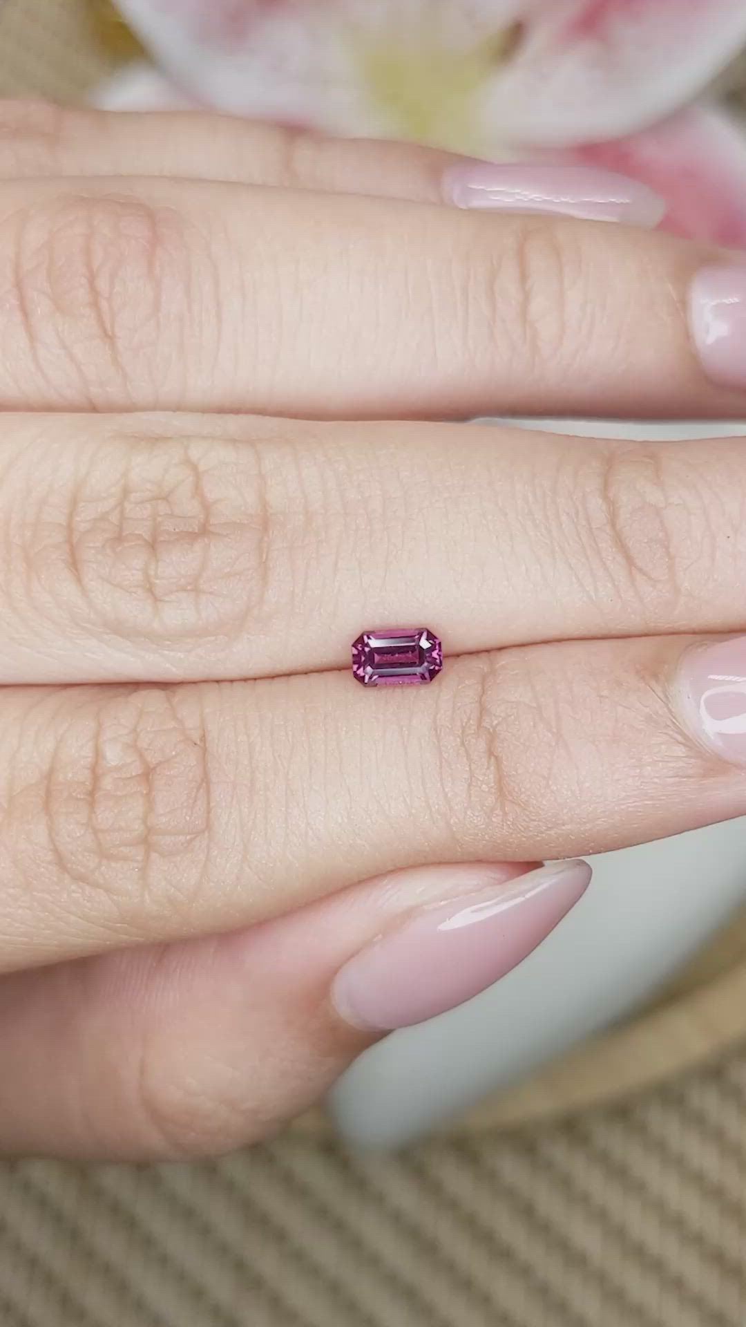 0.48 Ct. Pinkish Purple Rhodolite Garnet from Ceylon (Sri Lanka) Size Video