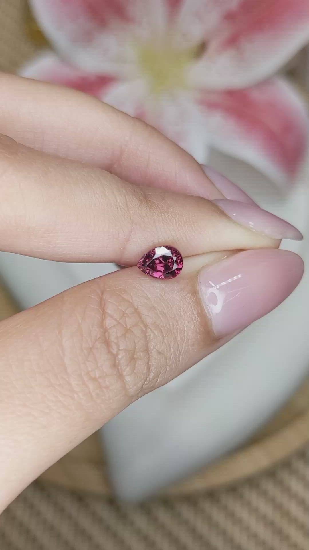 0.86 Ct. Purplish Pink Rhodolite Garnet from Ceylon (Sri Lanka) Size Video
