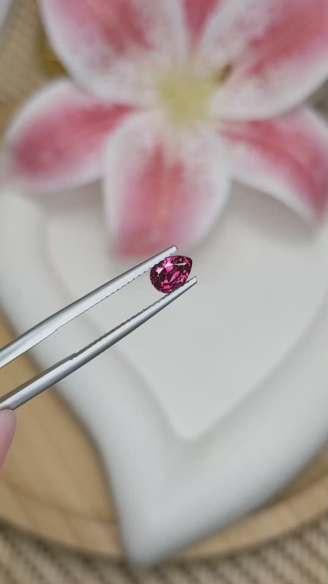 0.86 Ct. Purplish Pink Rhodolite Garnet from Ceylon (Sri Lanka) Size Video