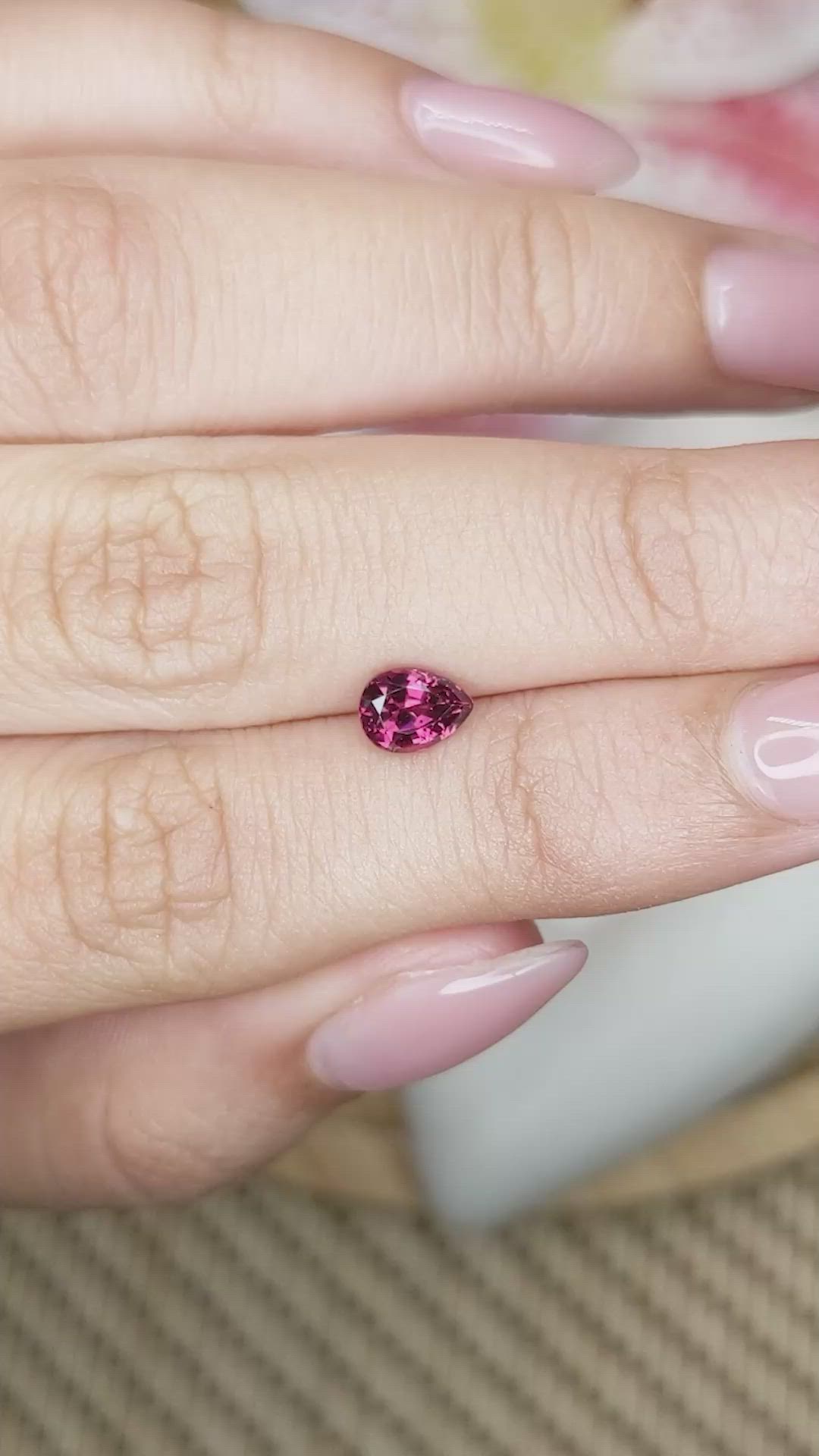 0.86 Ct. Purplish Pink Rhodolite Garnet from Ceylon (Sri Lanka) Size Video