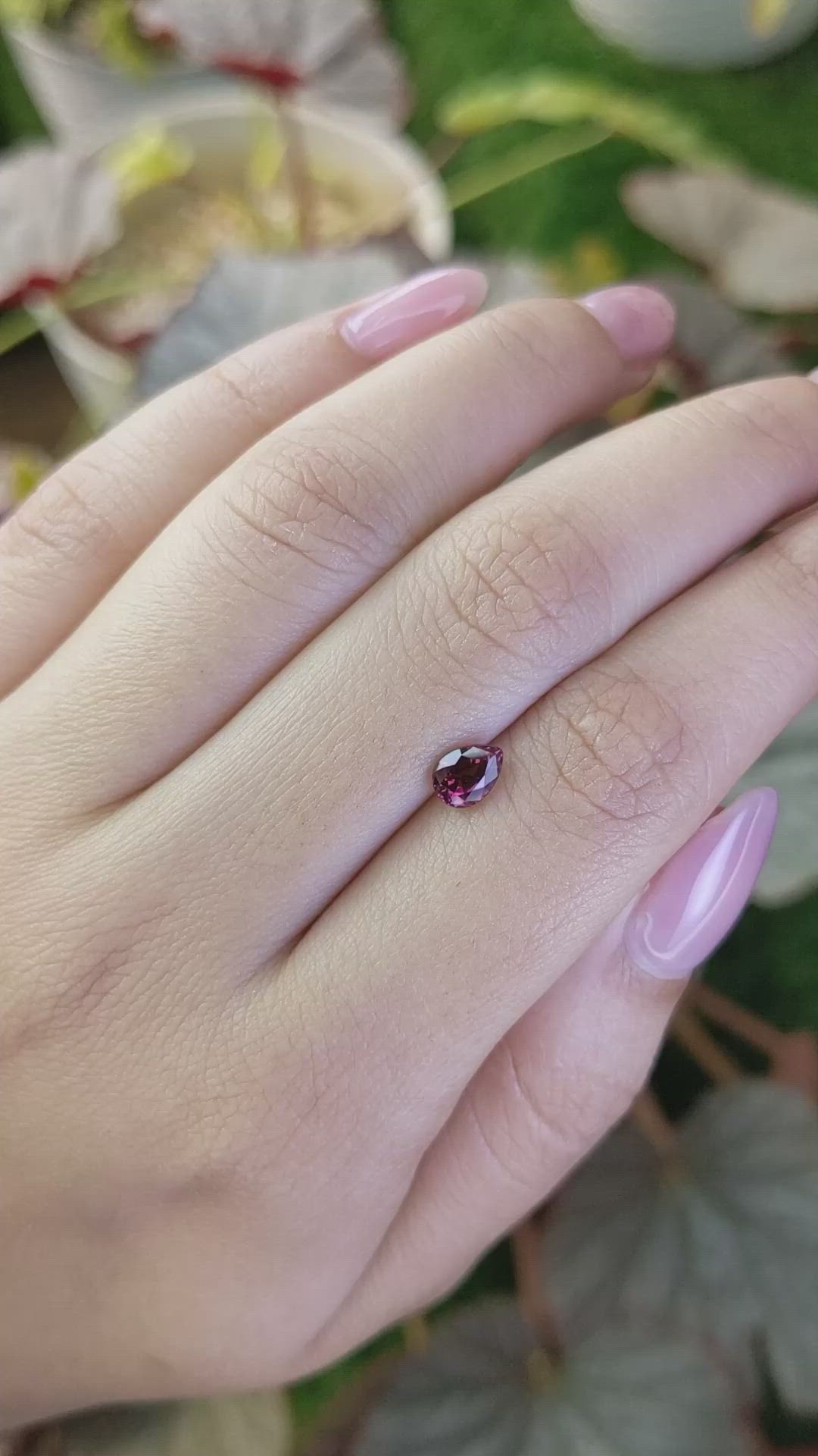 0.86 Ct. Purplish Pink Rhodolite Garnet from Ceylon (Sri Lanka) Size Video
