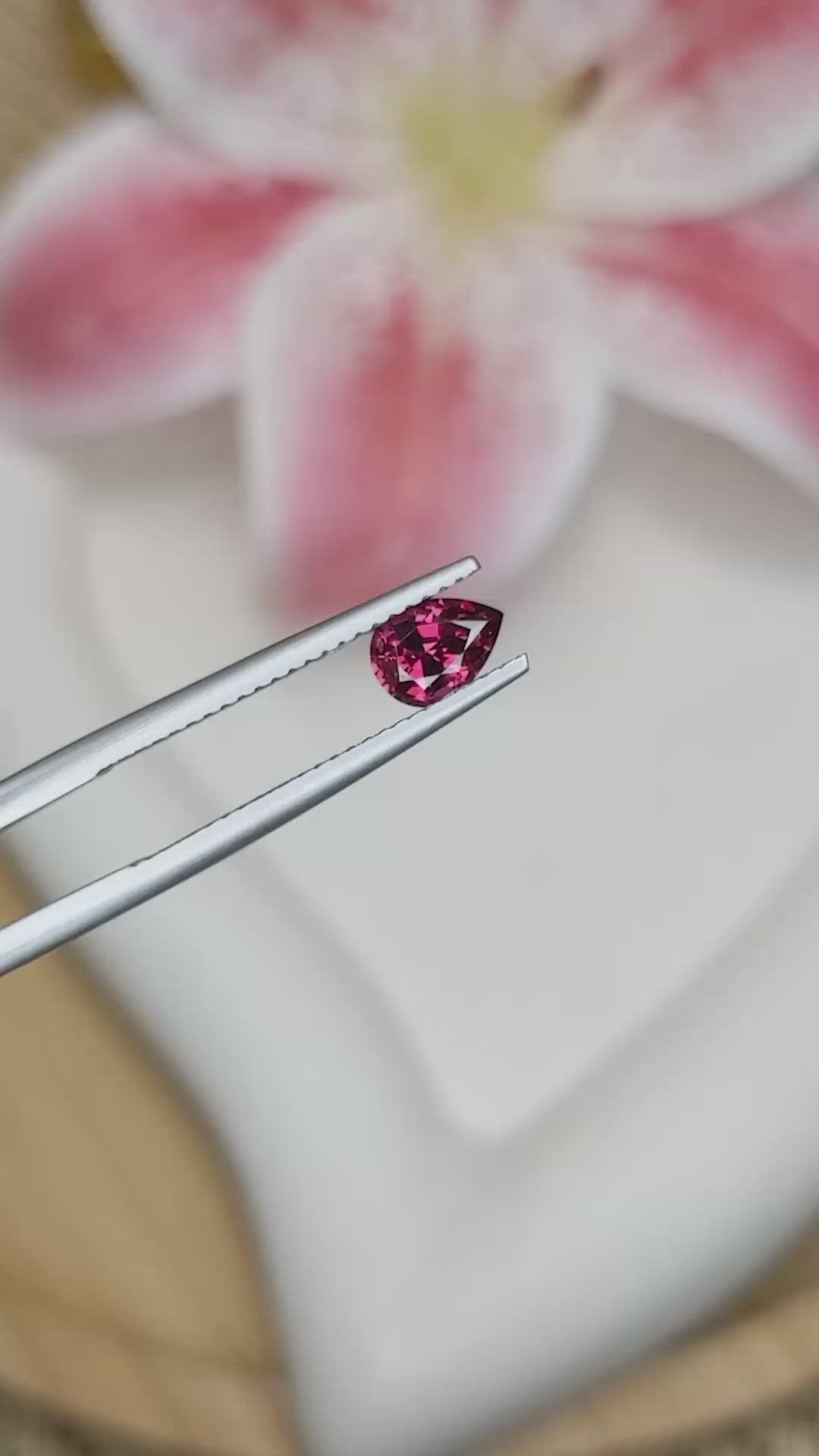 0.75 Ct. Purplish Red Rhodolite Garnet from Ceylon (Sri Lanka) Size Video
