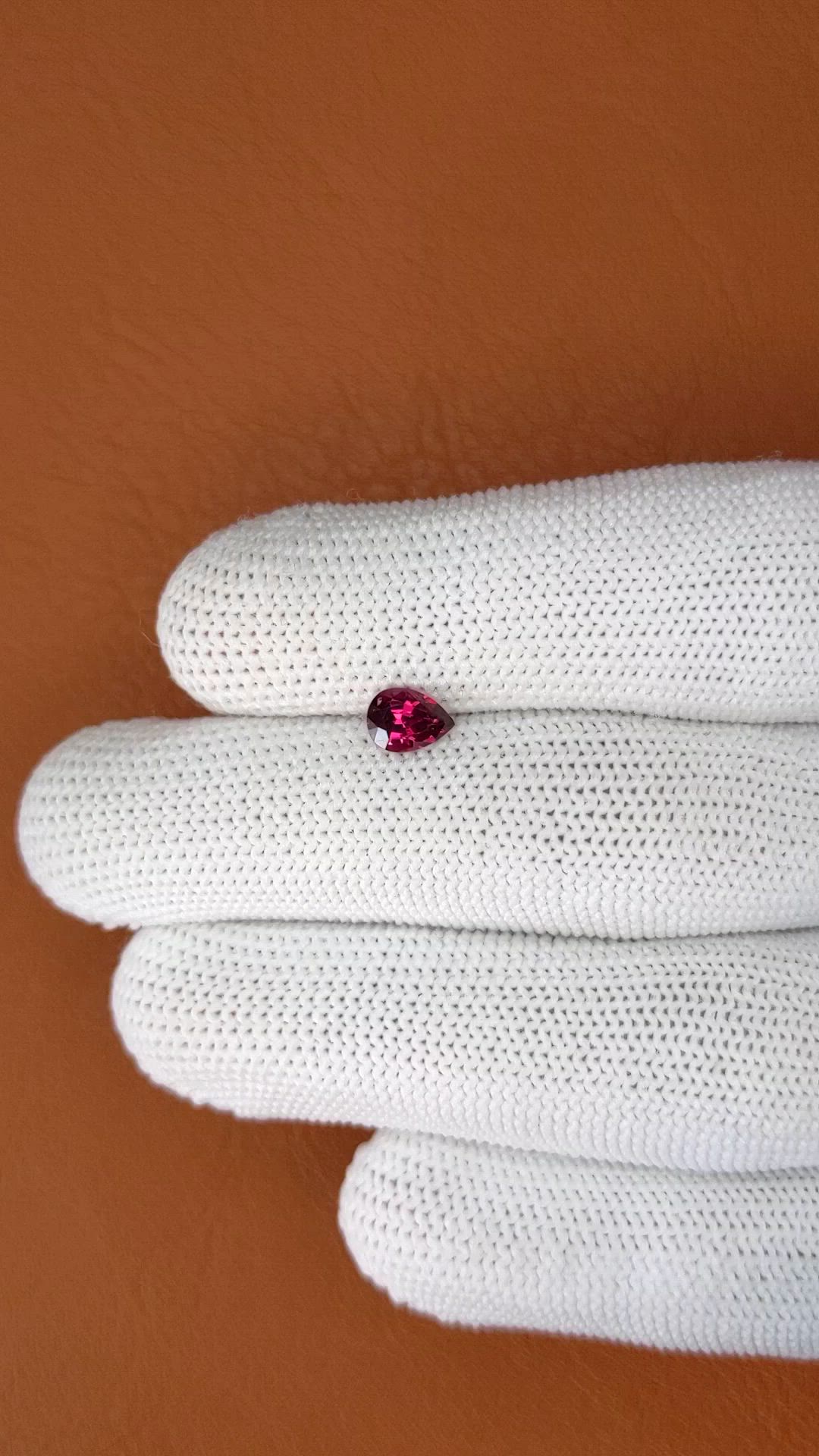 0.75 Ct. Purplish Red Rhodolite Garnet from Ceylon (Sri Lanka) Size Video