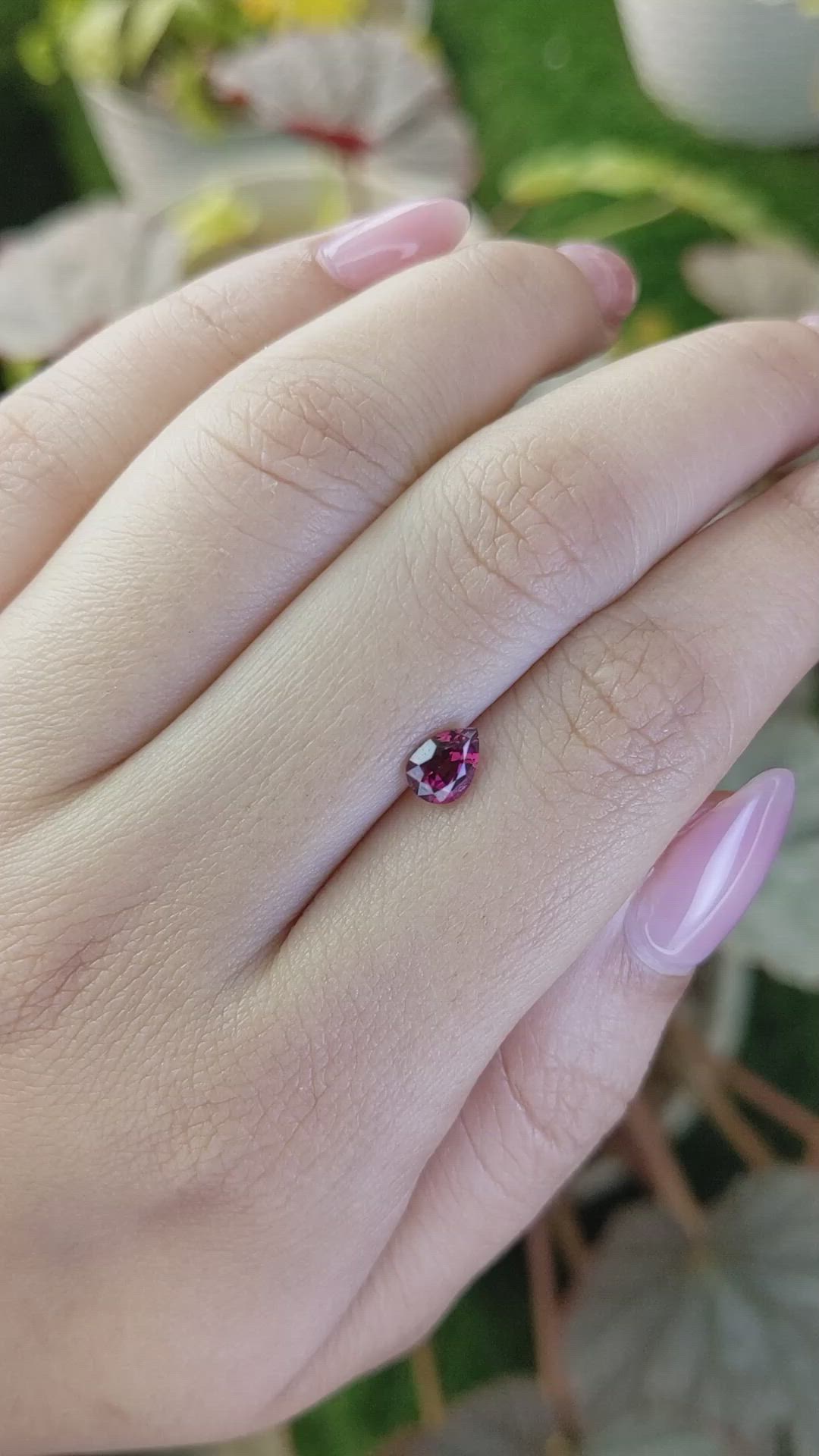 0.75 Ct. Purplish Red Rhodolite Garnet from Ceylon (Sri Lanka) Size Video