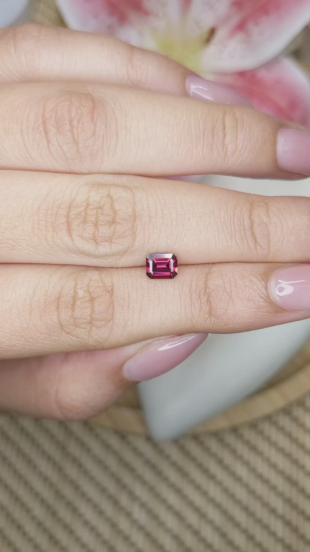 0.72 Ct. Pinkish Red Garnet from Ceylon (Sri Lanka) Size Video