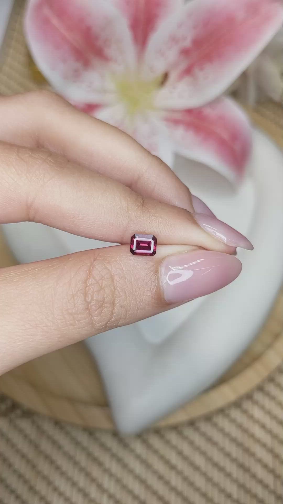 0.72 Ct. Pinkish Red Garnet from Ceylon (Sri Lanka) Size Video