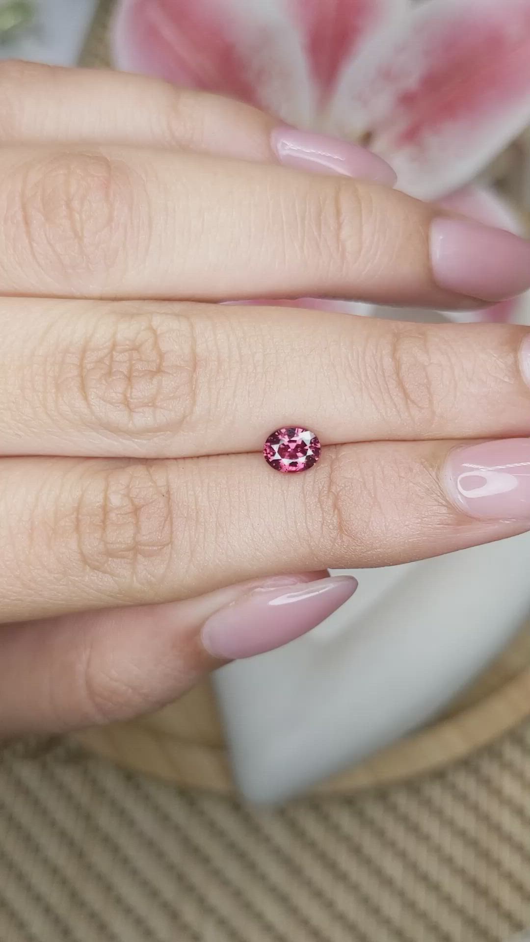 0.72 Ct. Pinkish Red Garnet from Ceylon (Sri Lanka) Size Video