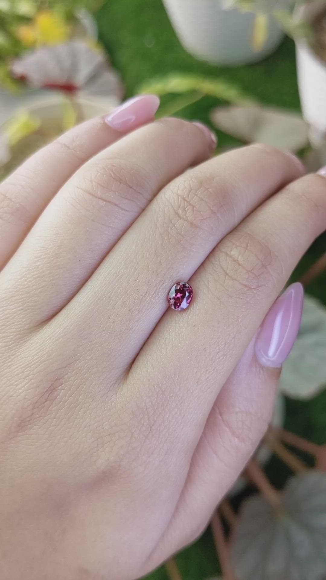 0.72 Ct. Pinkish Red Garnet from Ceylon (Sri Lanka) Size Video