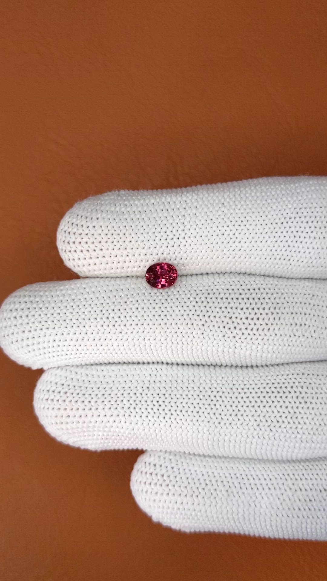 0.72 Ct. Pinkish Red Garnet from Ceylon (Sri Lanka) Size Video