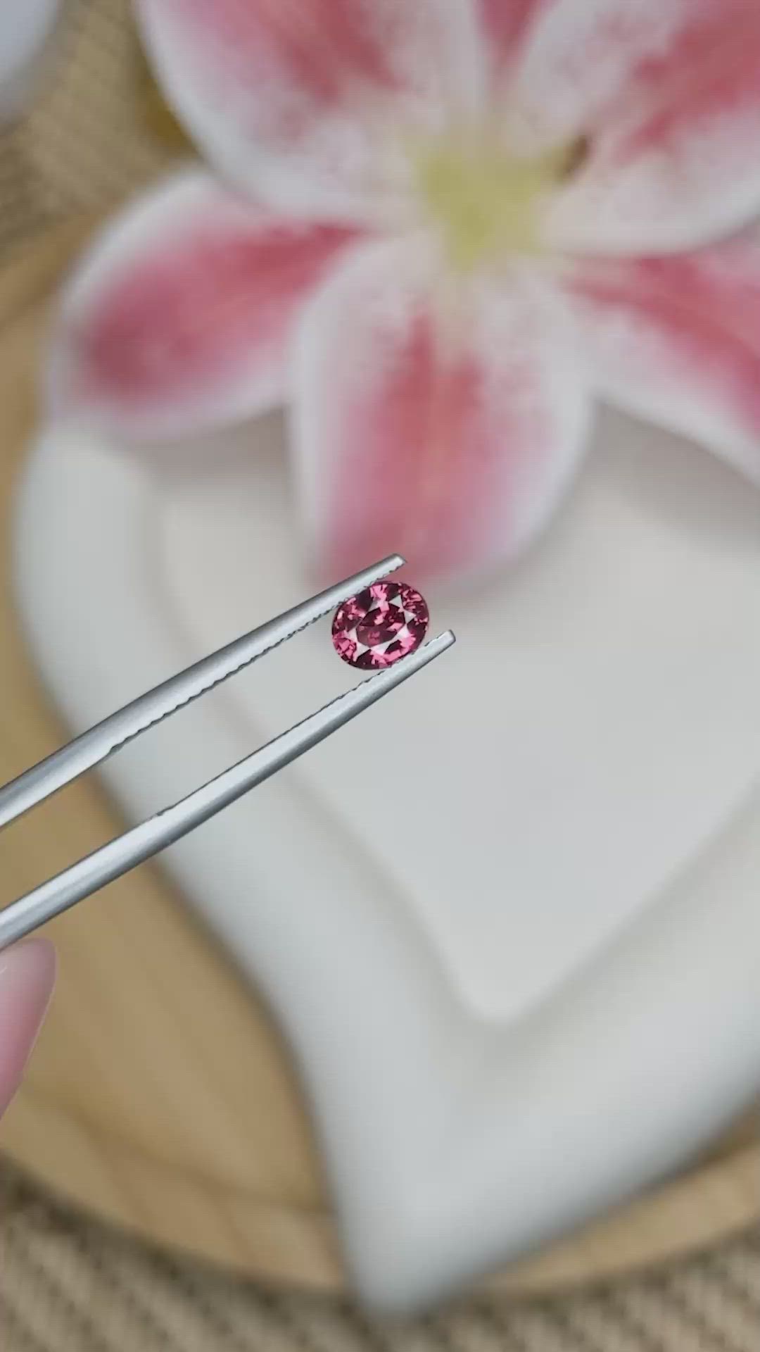 0.72 Ct. Pinkish Red Garnet from Ceylon (Sri Lanka) Size Video