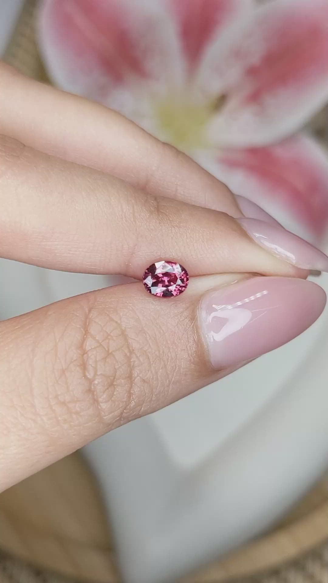 0.72 Ct. Pinkish Red Garnet from Ceylon (Sri Lanka) Size Video