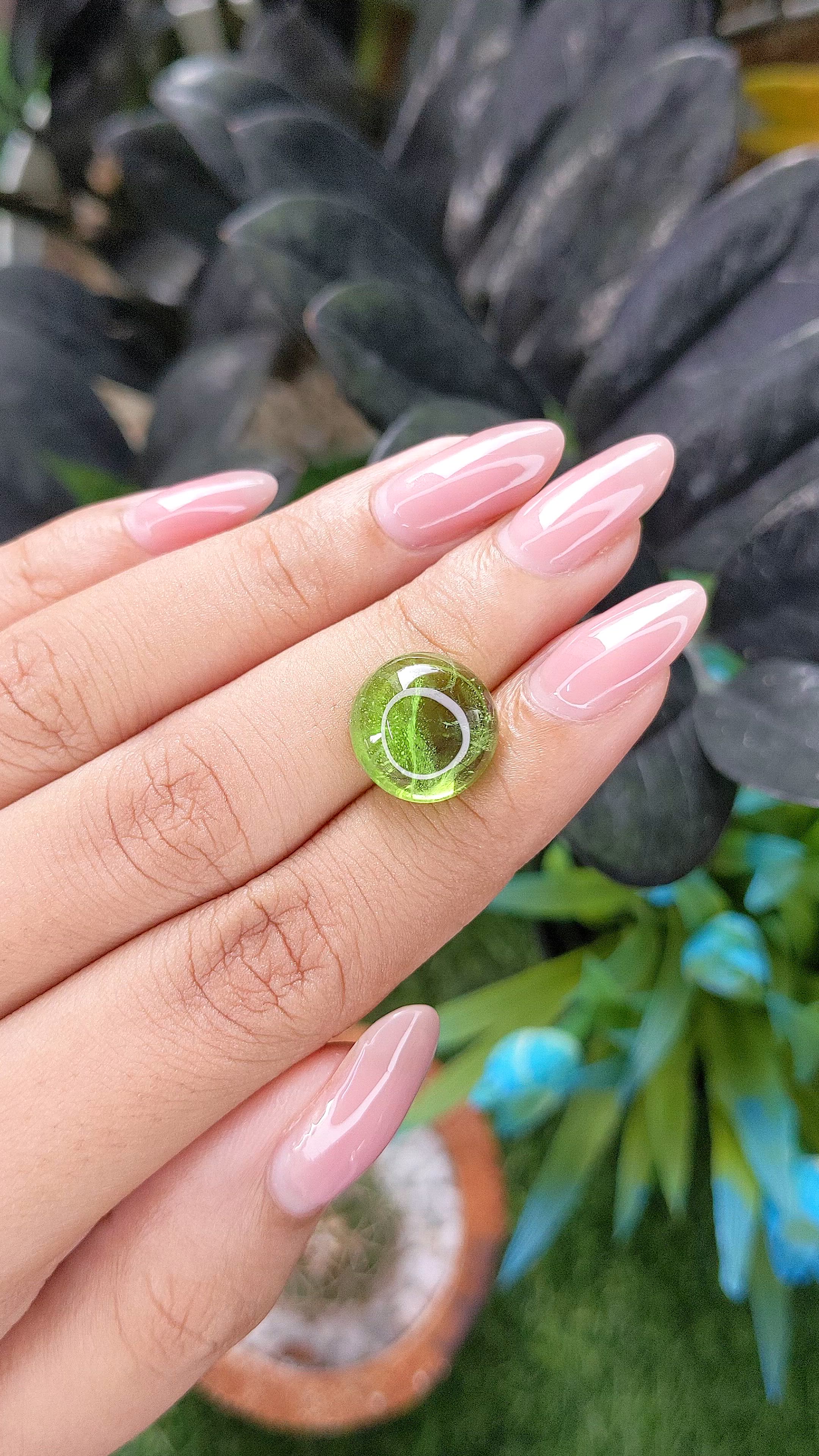 9.12 Ct. Green (Lime Green) Cabochon Peridot from Pakistan Size Video