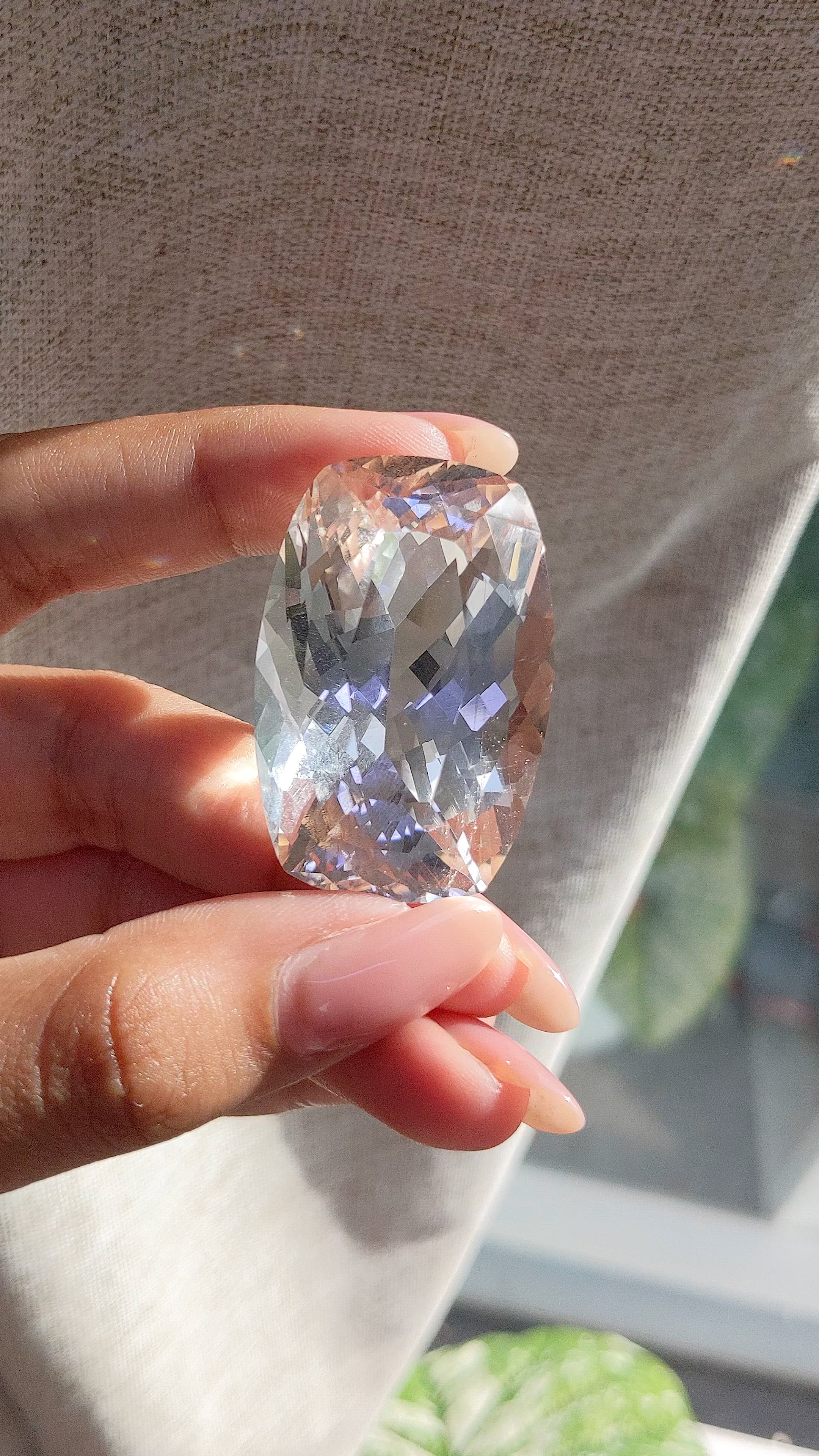 160.50 Ct. White Topaz from Ceylon (Sri Lanka) Size Video