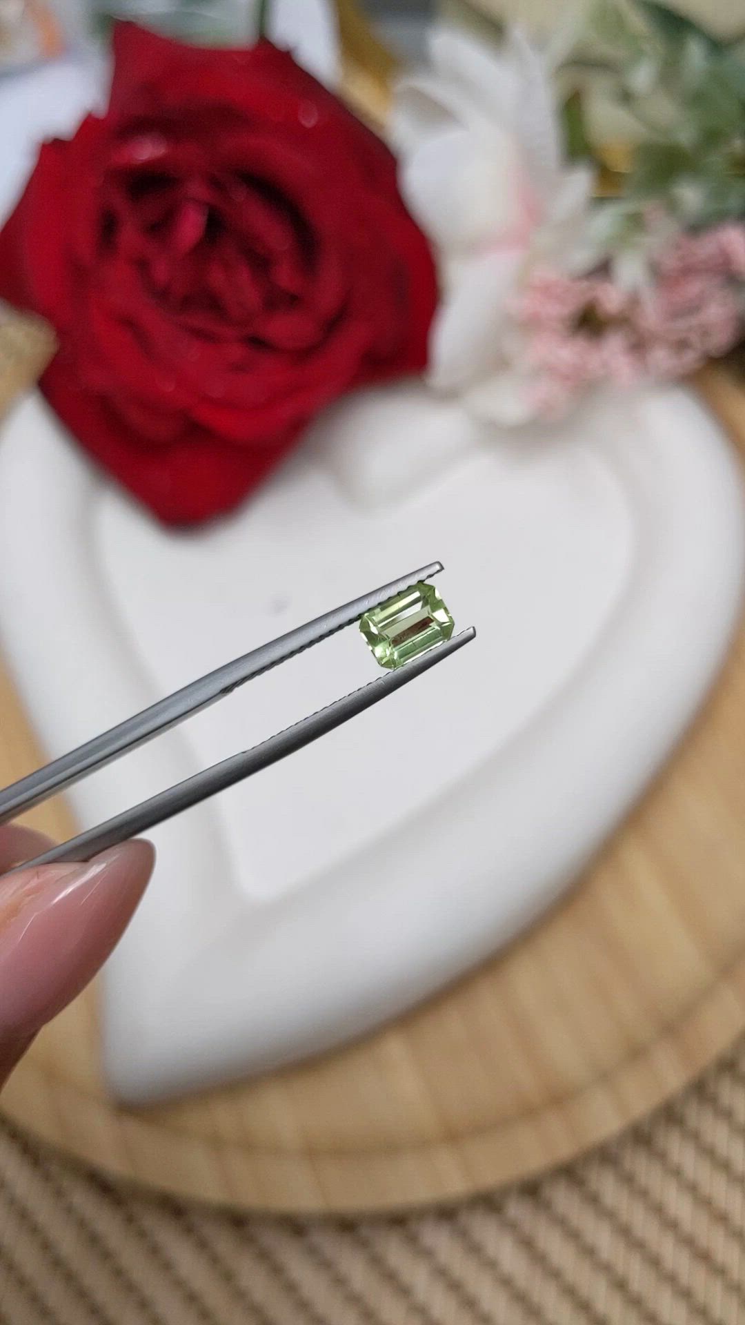 0.84 Ct. Green (Lime Green) Peridot from Pakistan Size Video