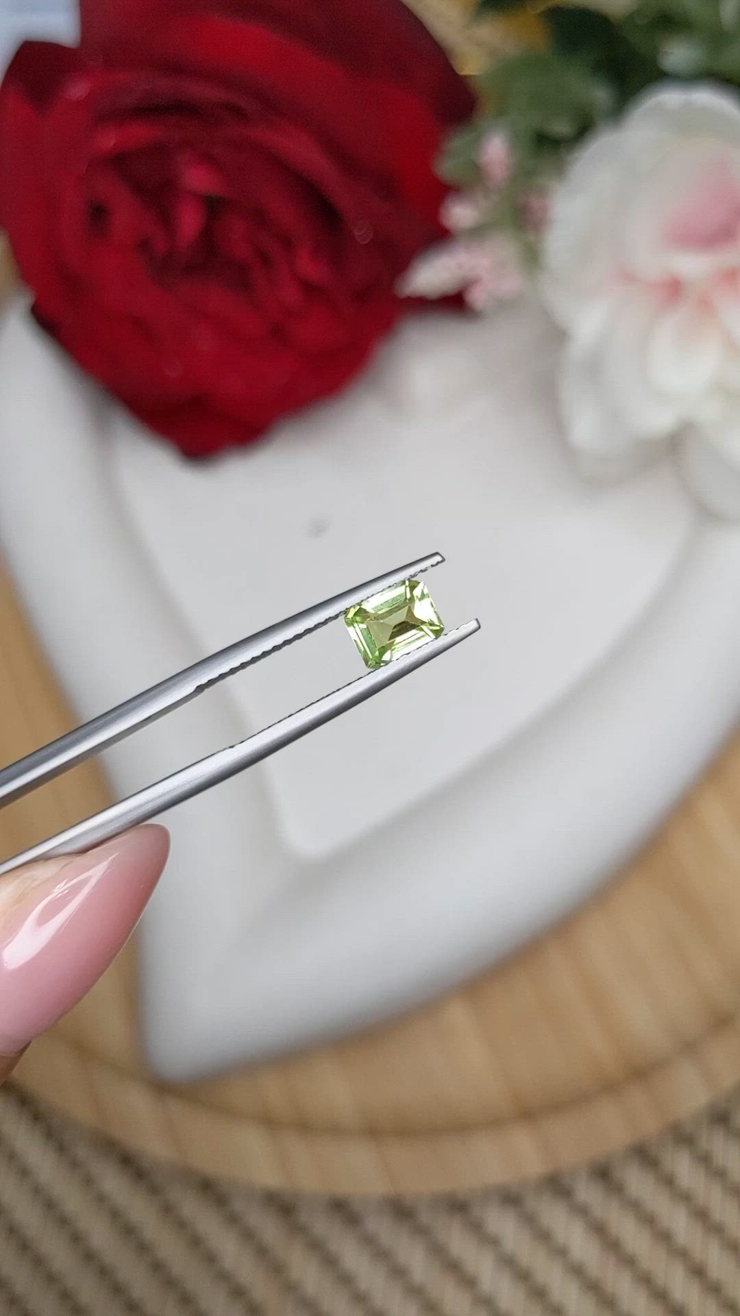 0.87 Ct. Green (Lime Green) Peridot from Pakistan Size Video