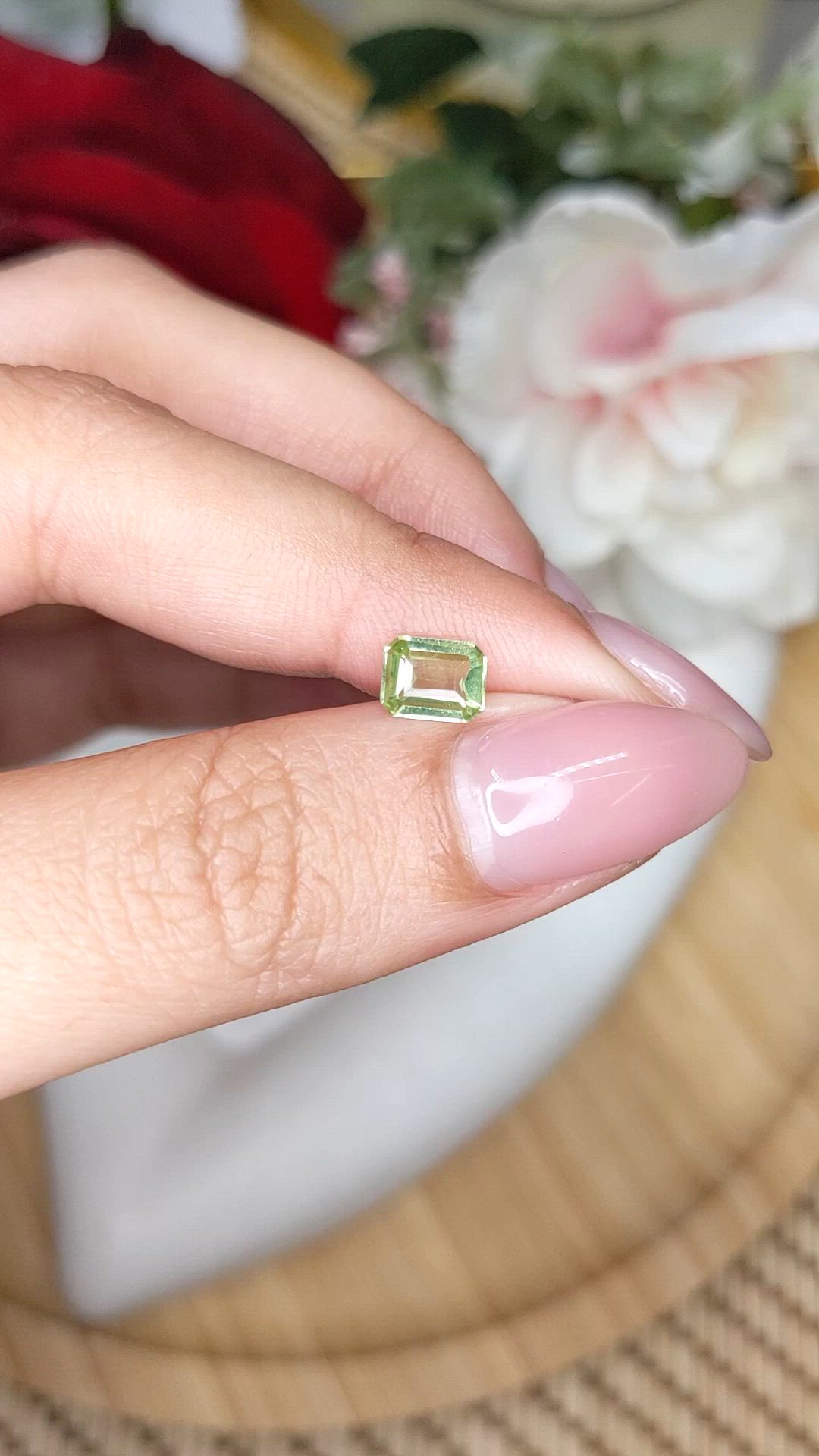 0.71 Ct. Green (Lime Green) Peridot from Pakistan Size Video