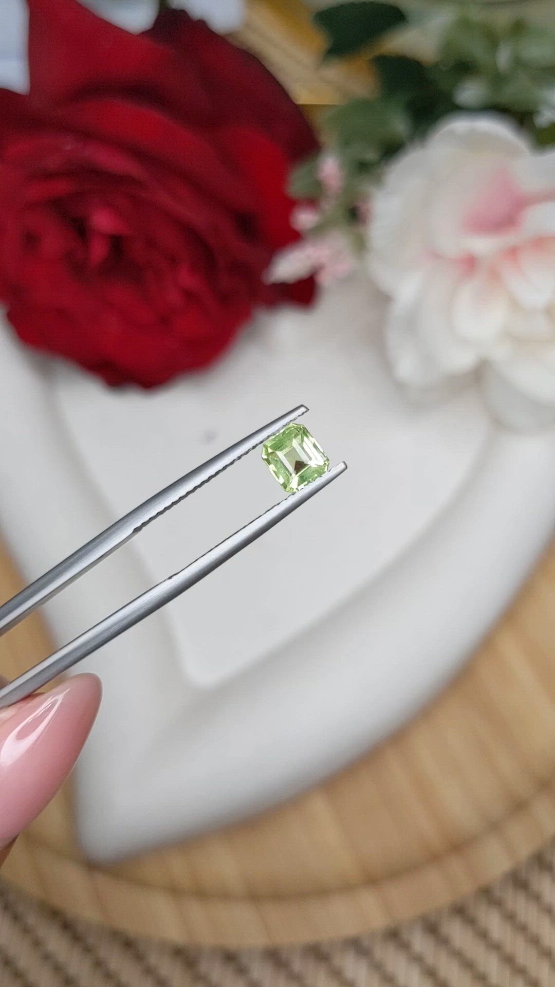 0.76 Ct. Green (Lime Green) Peridot from Pakistan Size Video