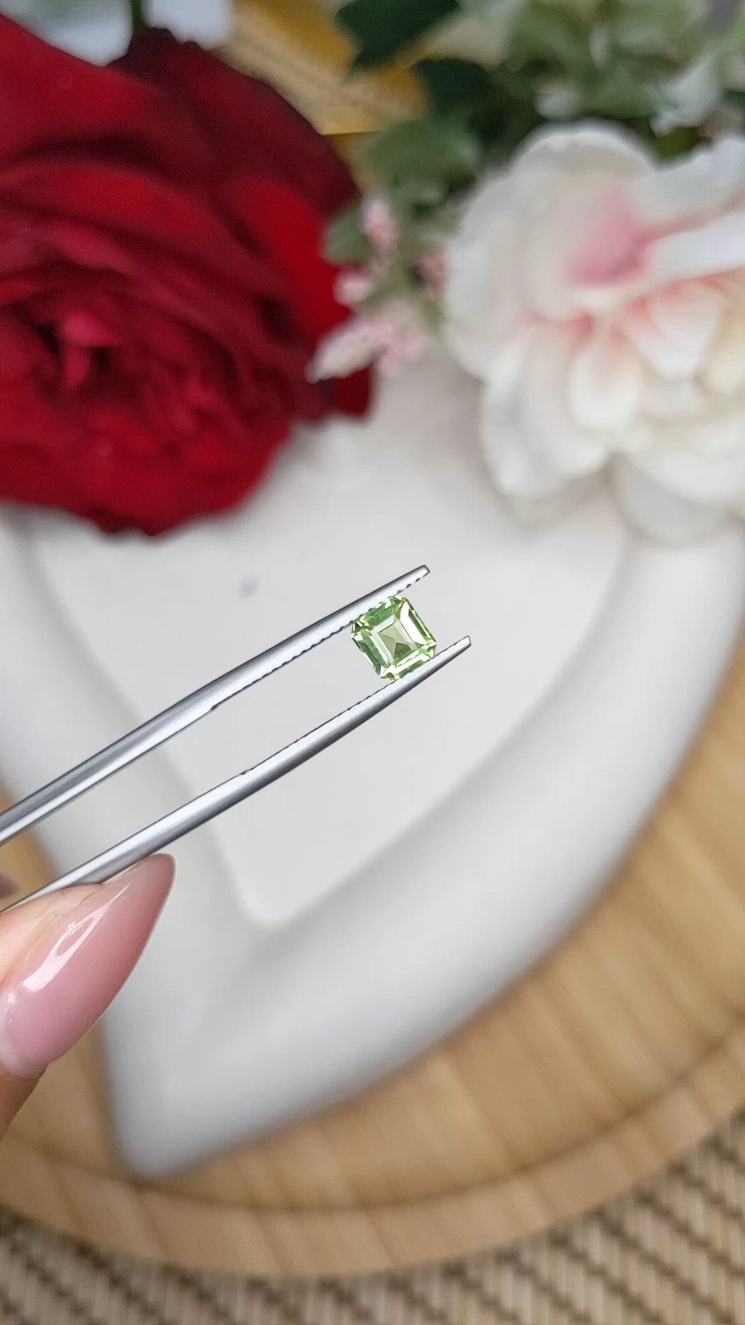 0.77 Ct. Green (Lime Green) Peridot from Pakistan Size Video