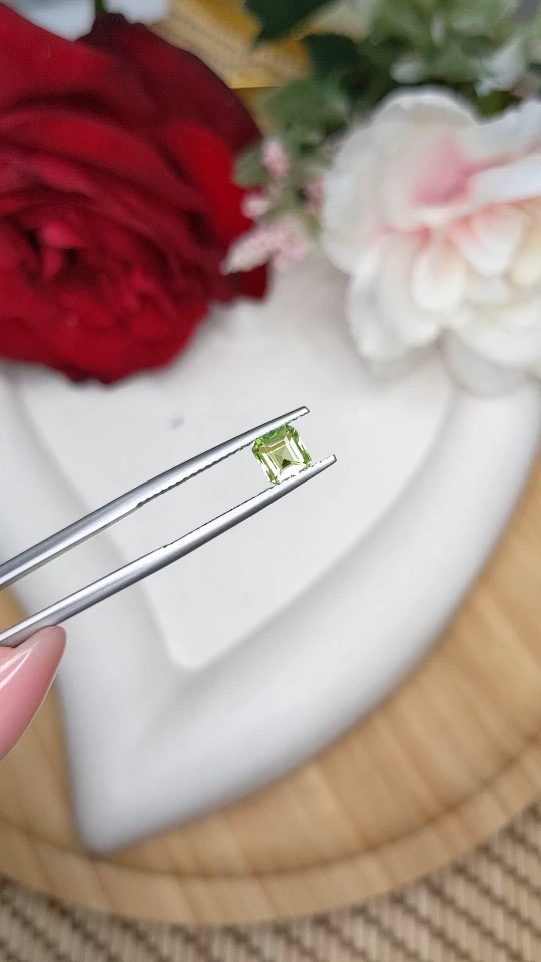 0.65 Ct. Green (Lime Green) Peridot from Pakistan Size Video