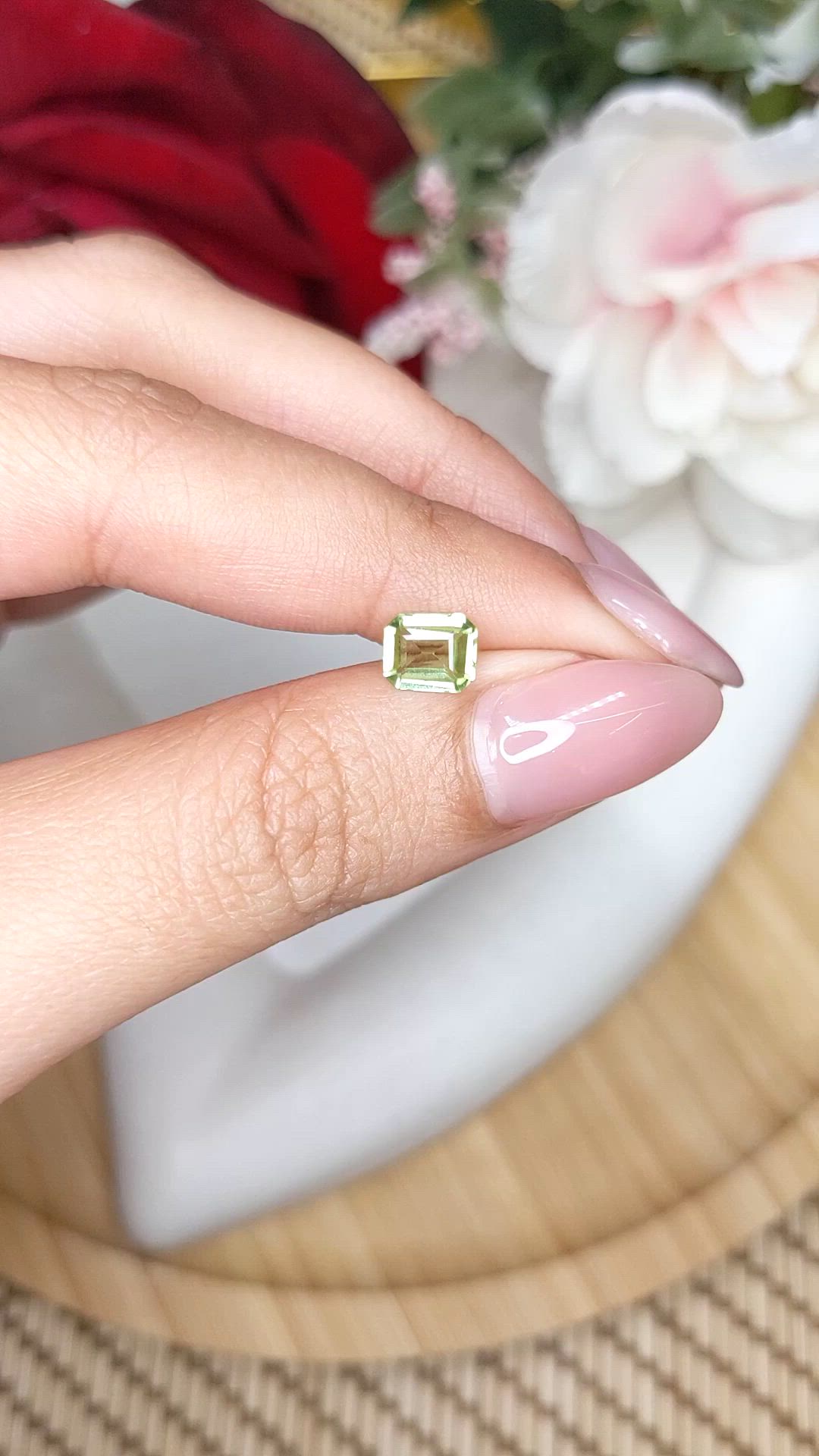 0.83 Ct. Green (Lime Green) Peridot from Pakistan Size Video