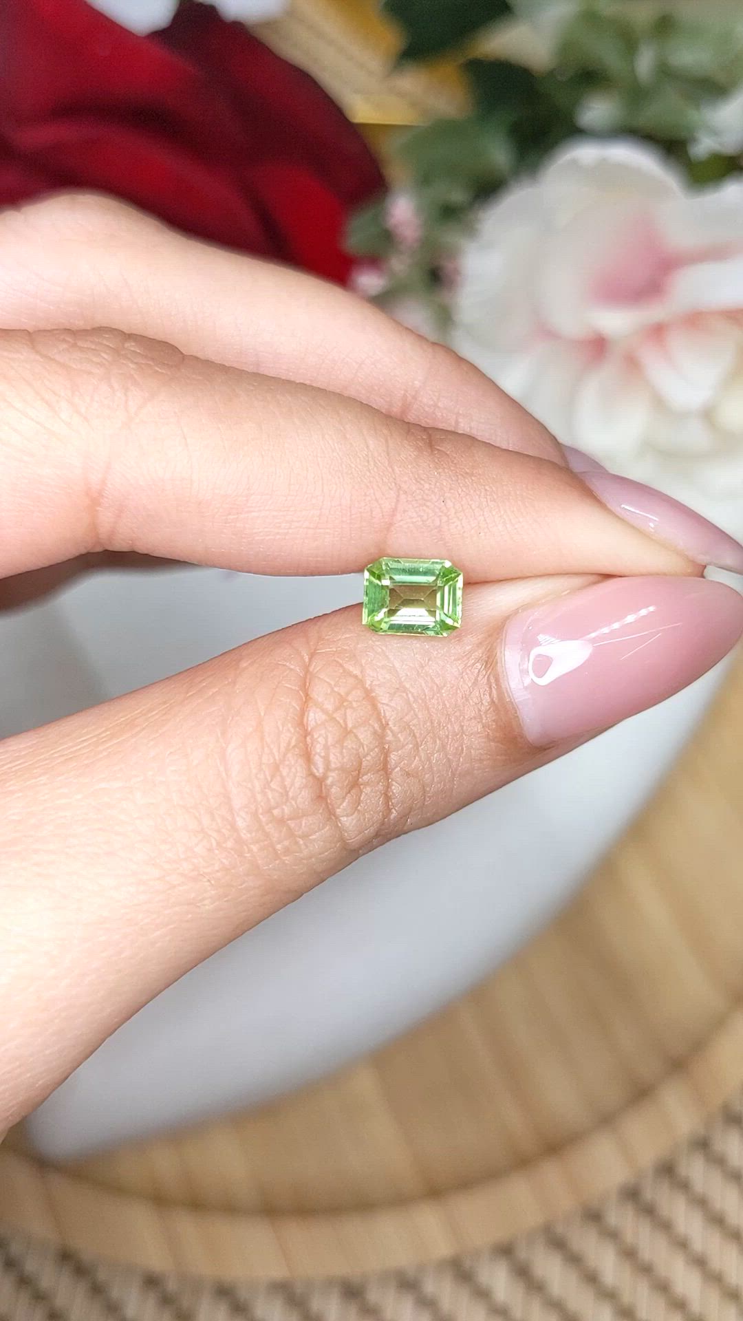 1.08 Ct. Green (Lime Green) Peridot from Pakistan Size Video