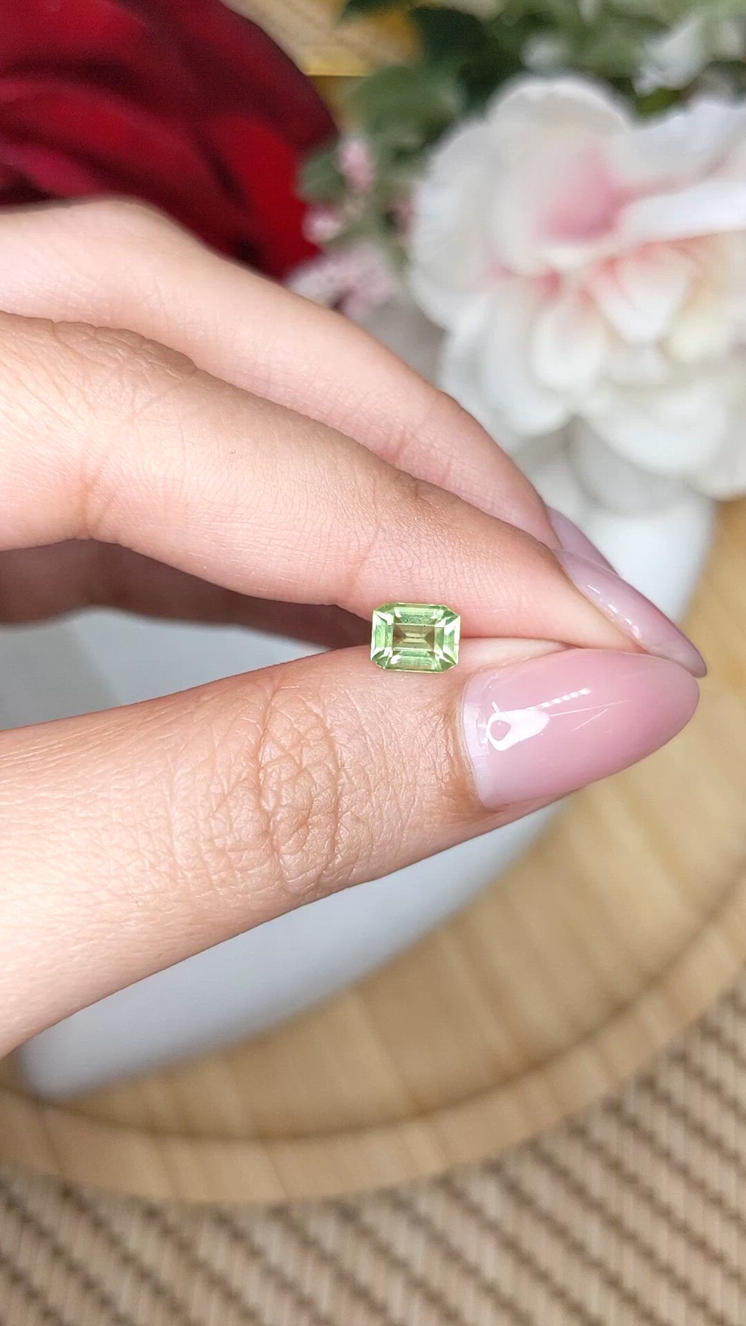 0.88 Ct. Green (Lime Green) Peridot from Pakistan Size Video
