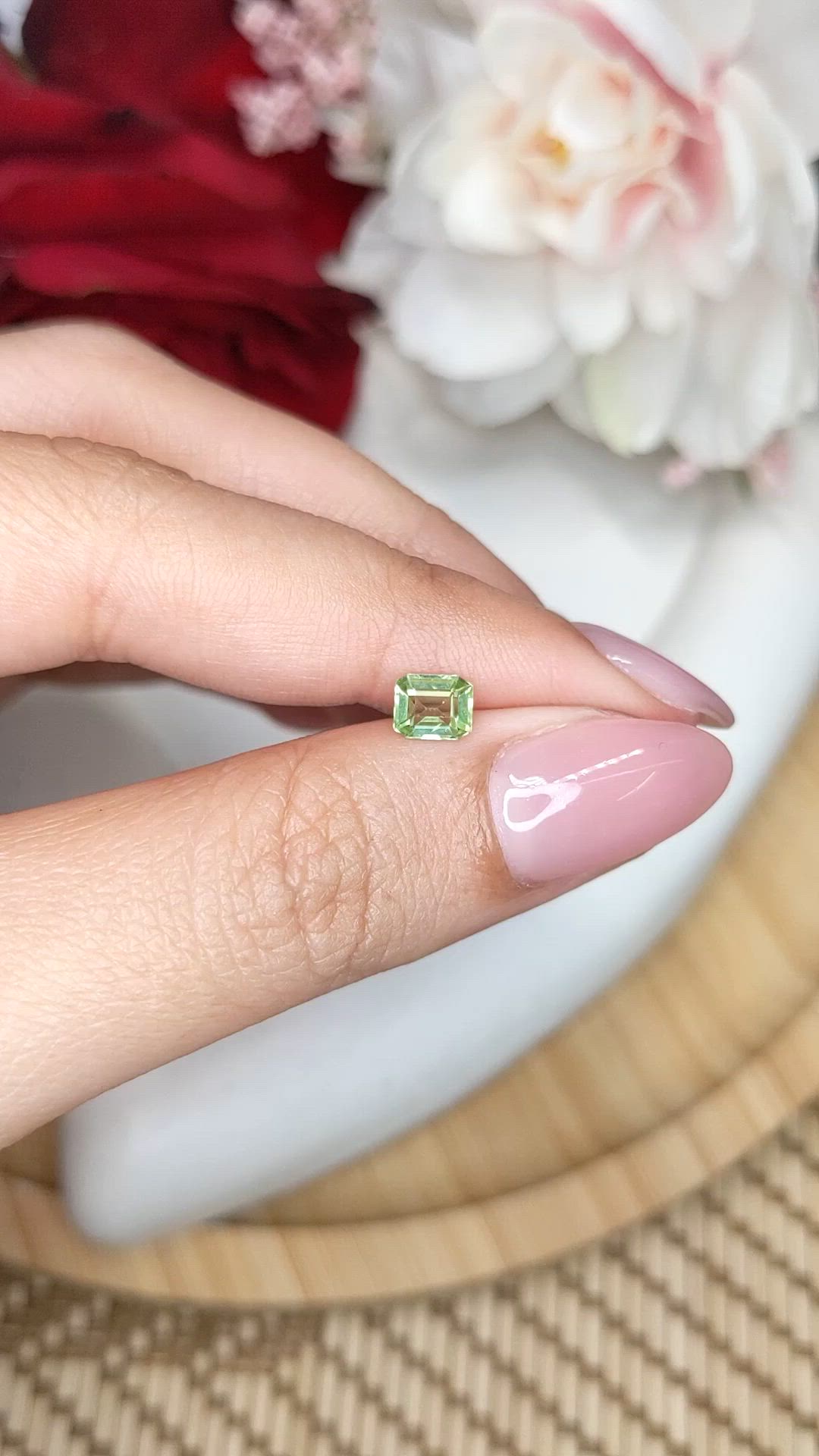 0.57 Ct. Green (Lime Green) Peridot from Pakistan Size Video