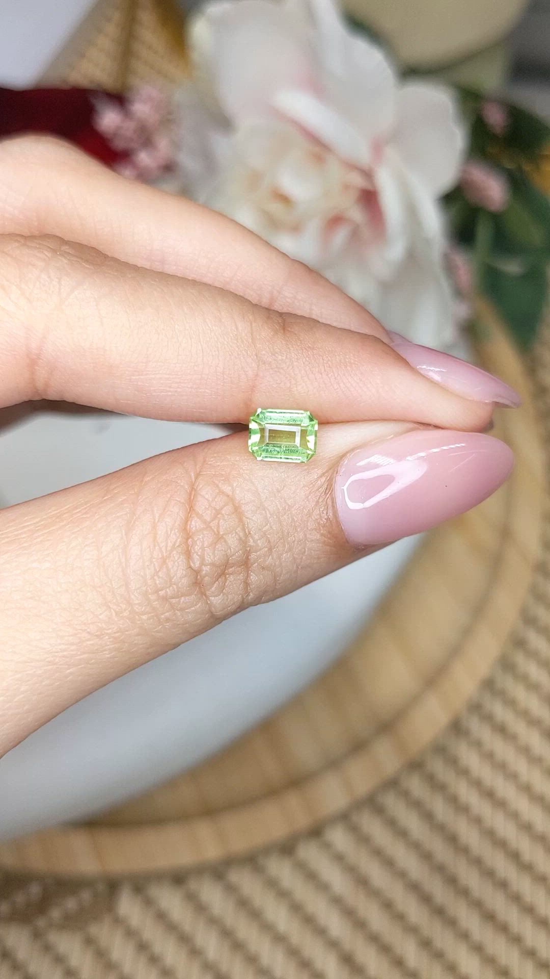 0.84 Ct. Green (Lime Green) Peridot from Pakistan Size Video