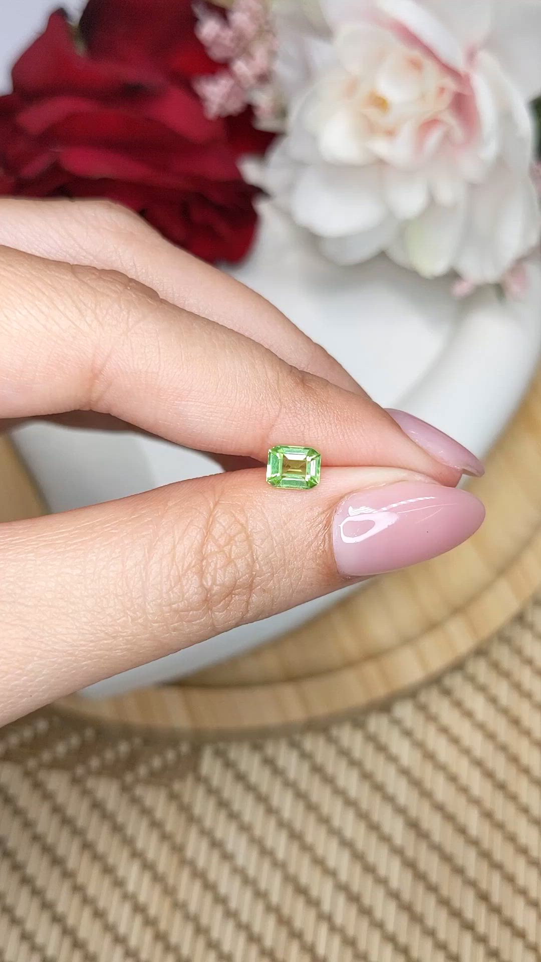 0.69 Ct. Green (Lime Green) Peridot from Pakistan Size Video