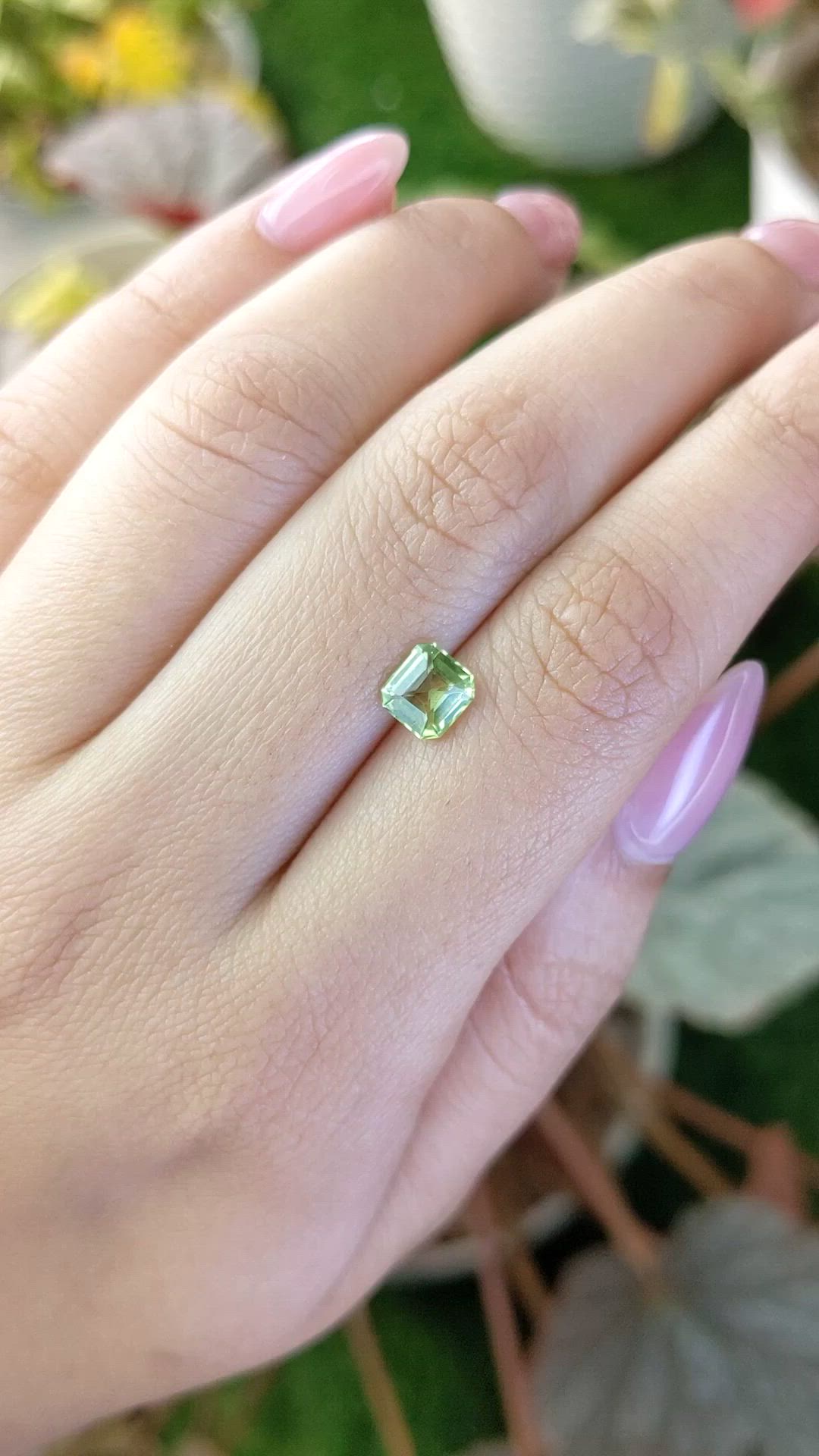 0.91 Ct. Green (Lime Green) Peridot from Pakistan Size Video