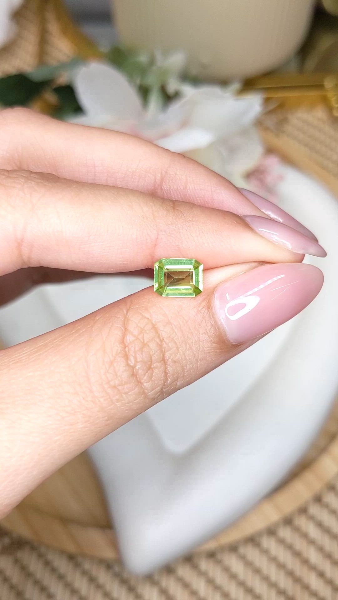 1.18 Ct. Green (Lime Green) Peridot from Pakistan Size Video