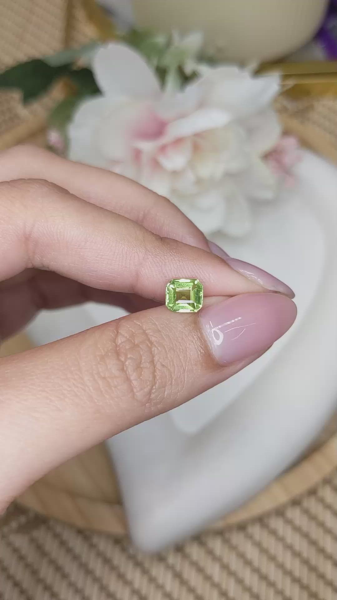 1.07 Ct. Green (Lime Green) Peridot from Pakistan Size Video