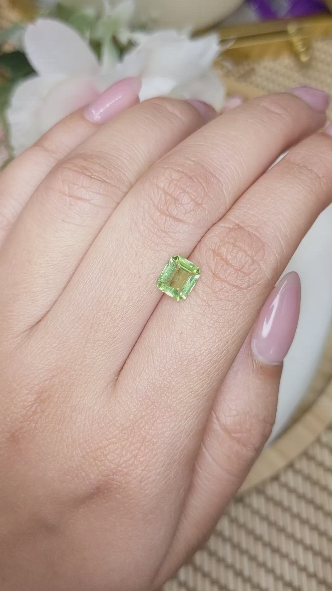 1.18 Ct. Green (Lime Green) Peridot from Pakistan Size Video