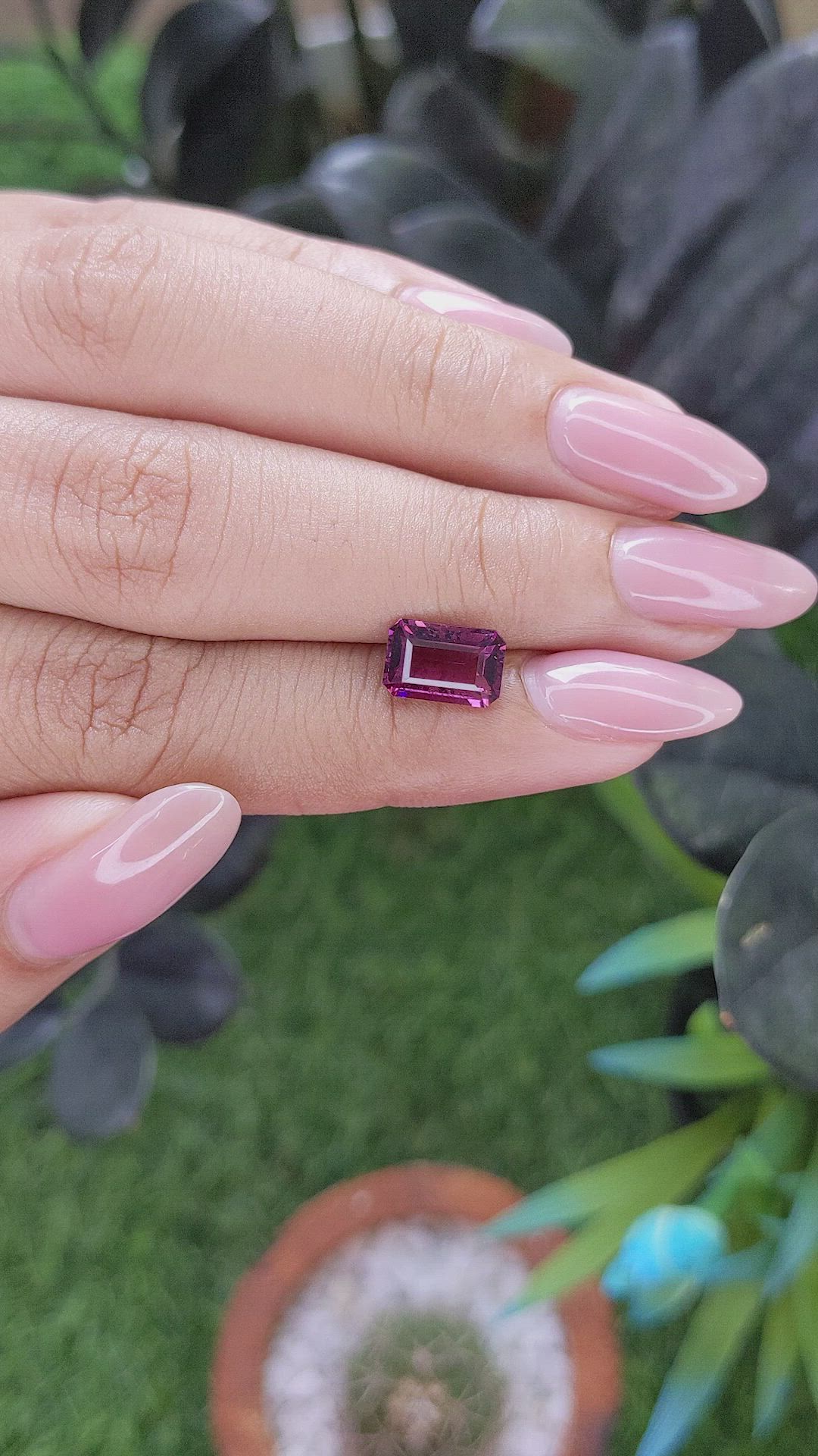 2.37 Ct. Purplish Pink Garnet from Tanzania Size Video