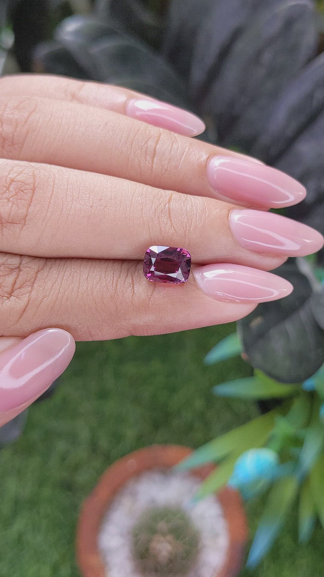 2.54 Ct. Purplish Pink Garnet from Tanzania Size Video