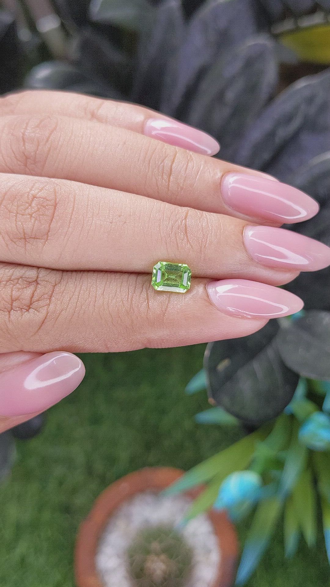 0.91 Ct. Green (Lime Green) Peridot from Tanzania Size Video