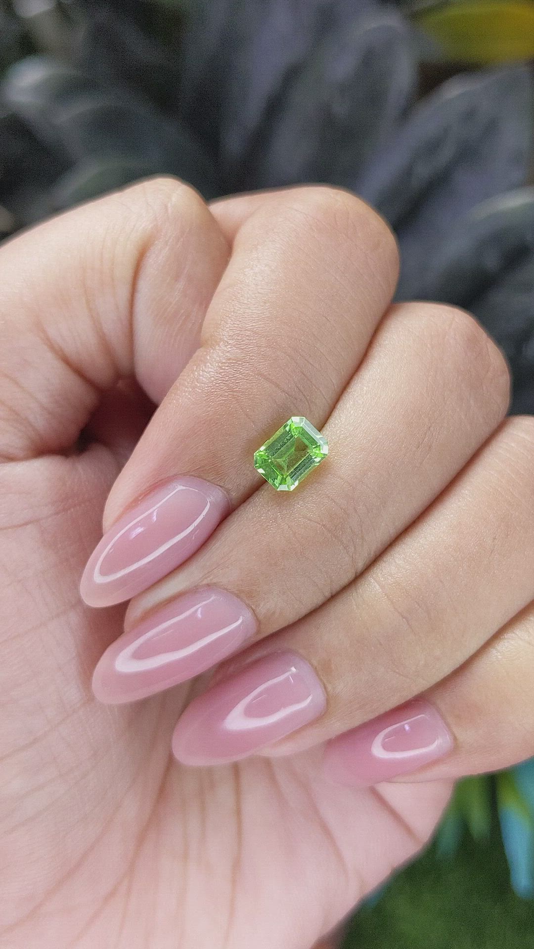 0.91 Ct. Green (Lime Green) Peridot from Tanzania Size Video