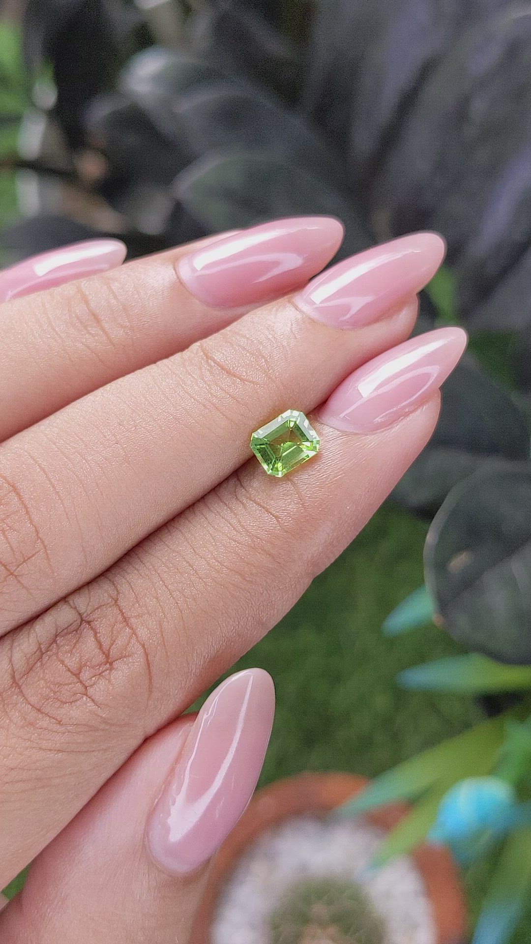 0.85 Ct. Green (Lime Green) Peridot from Tanzania Size Video