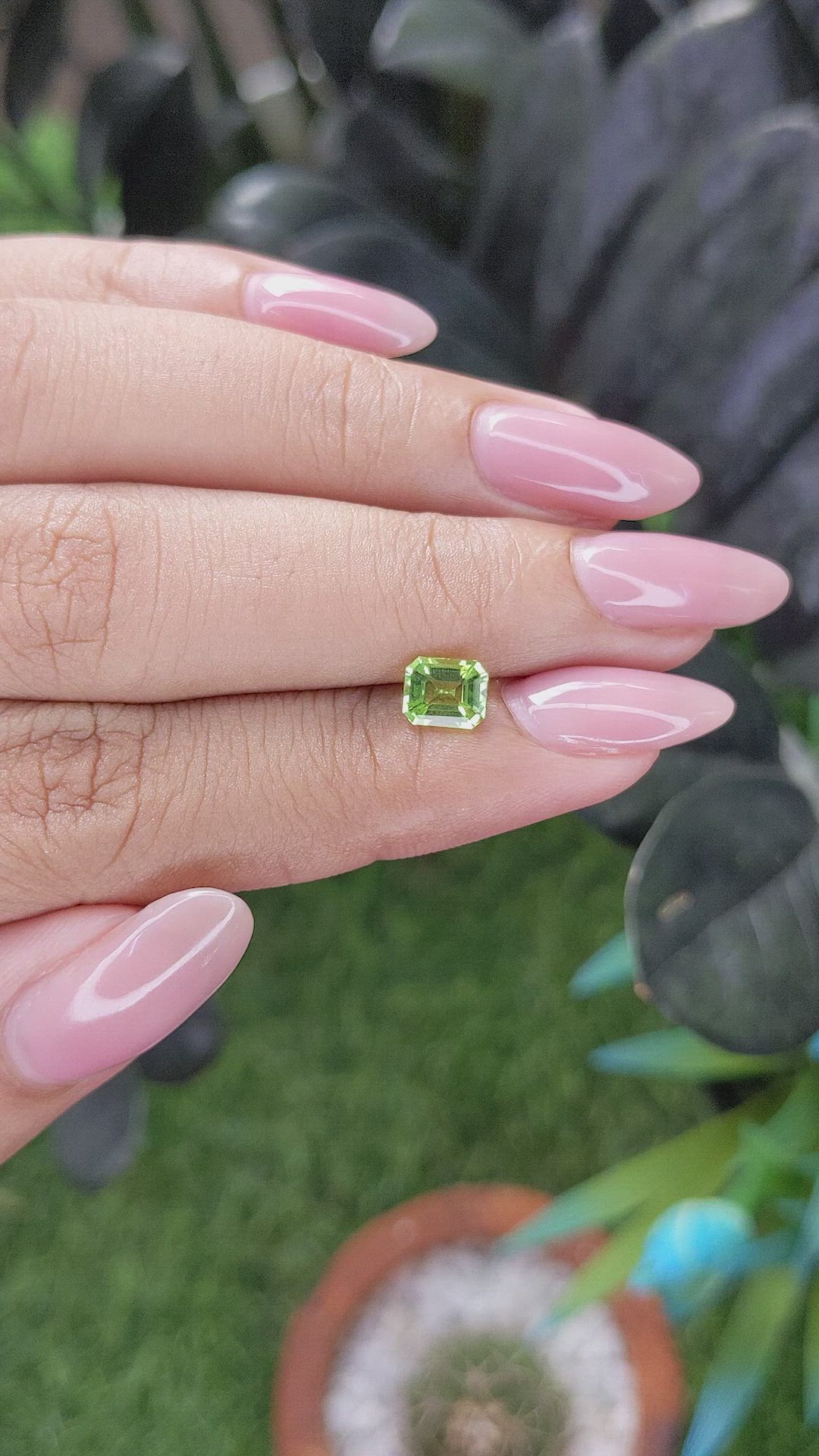 0.85 Ct. Green (Lime Green) Peridot from Tanzania Size Video